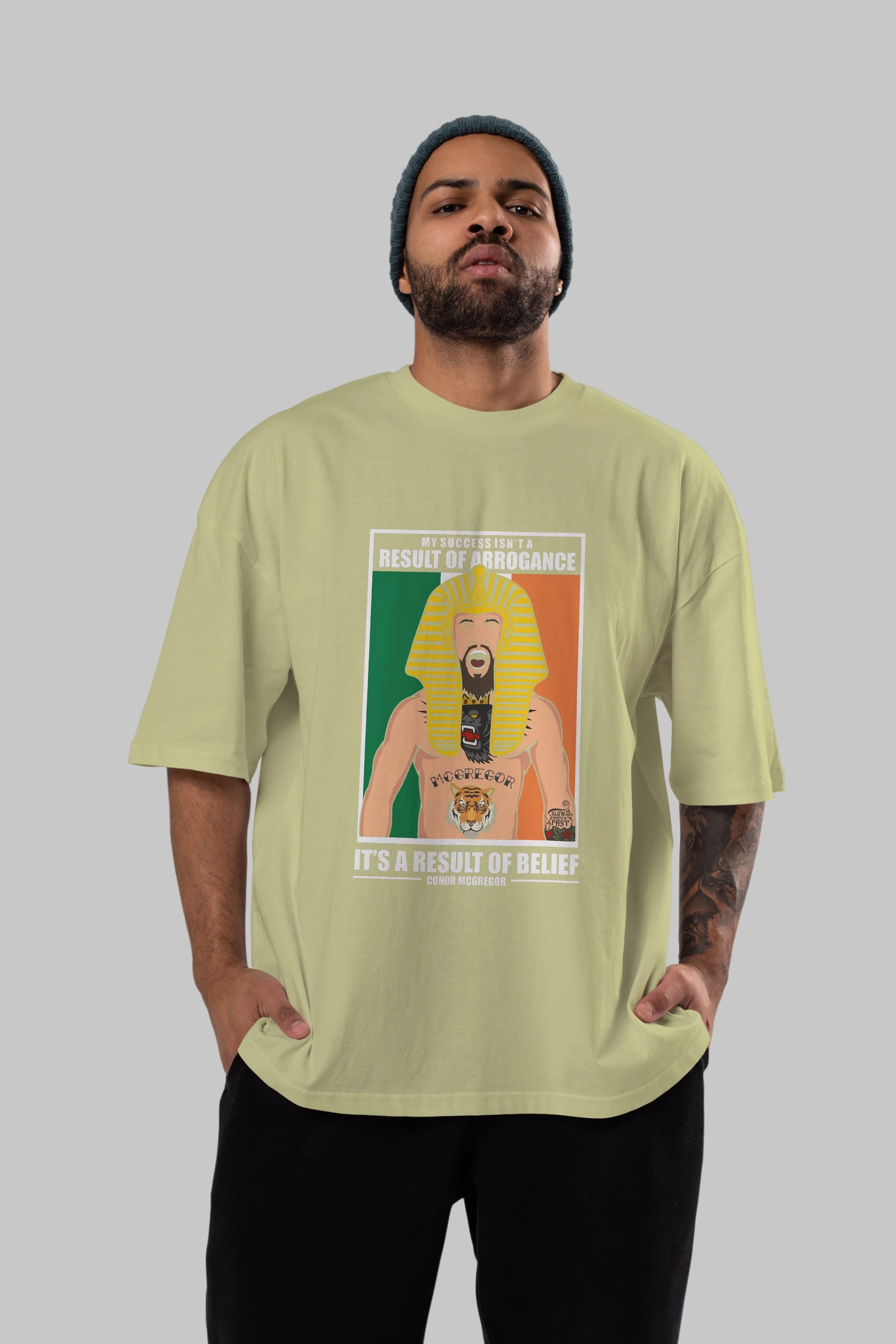 McGregor Pharaoh Ön Baskılı Oversize t-shirt Erkek Kadın Unisex %100 Pamuk tişort