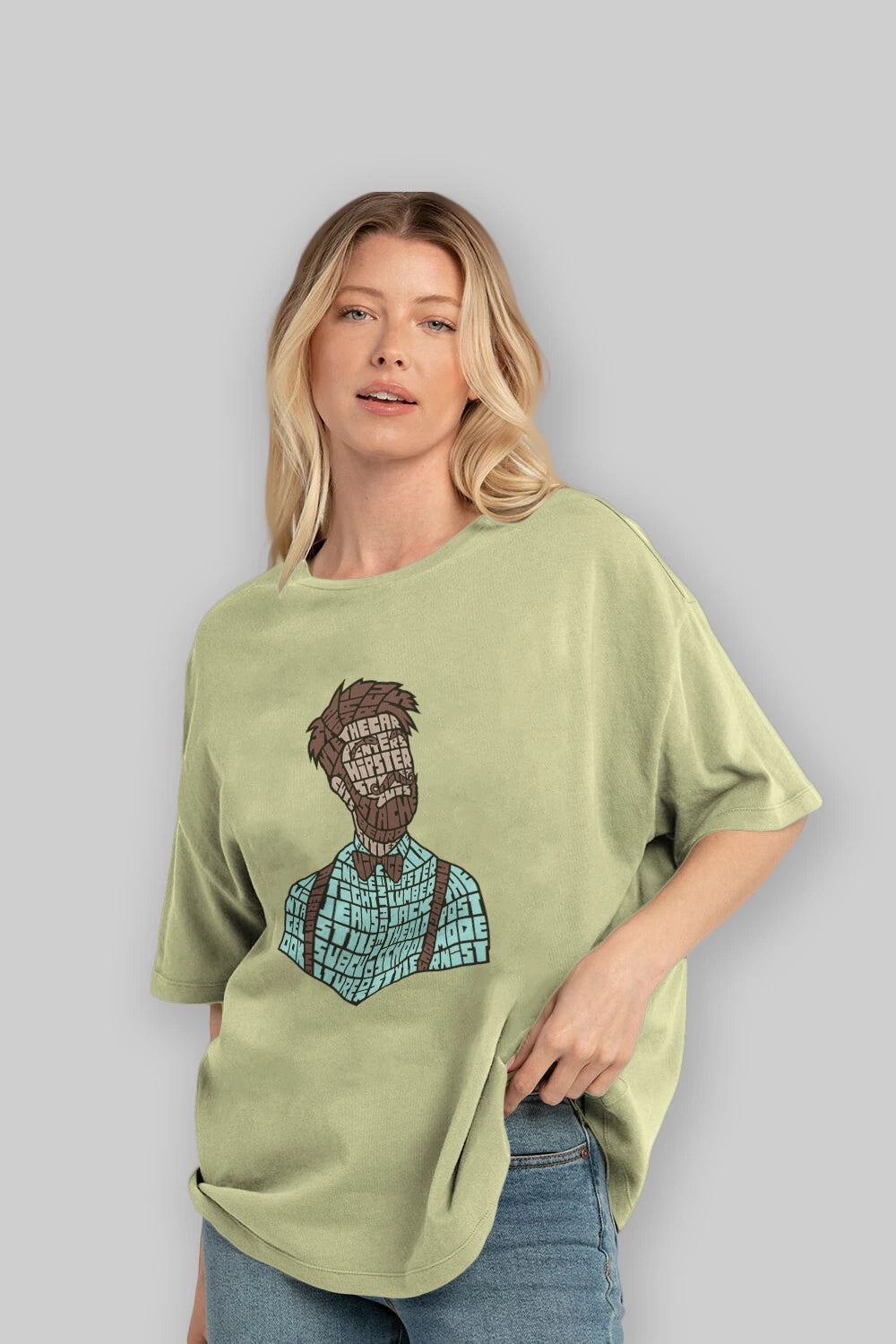 Hipster (2) Ön Baskılı Oversize t-shirt %100 pamuk Erkek Kadın Unisex