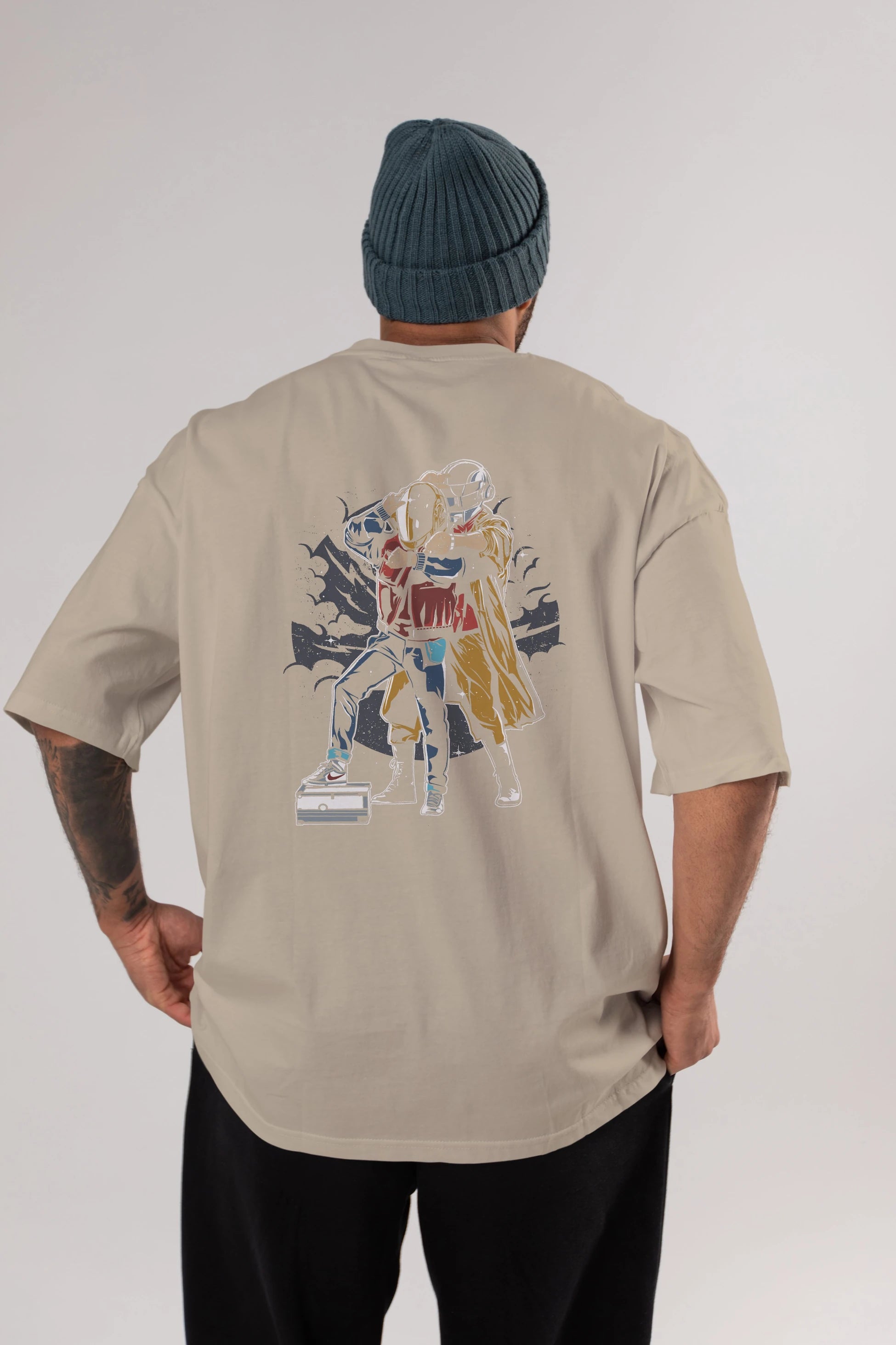 Back To The Beat Arka Baskılı Oversize t-shirt Erkek Kadın Unisex %100 Pamuk