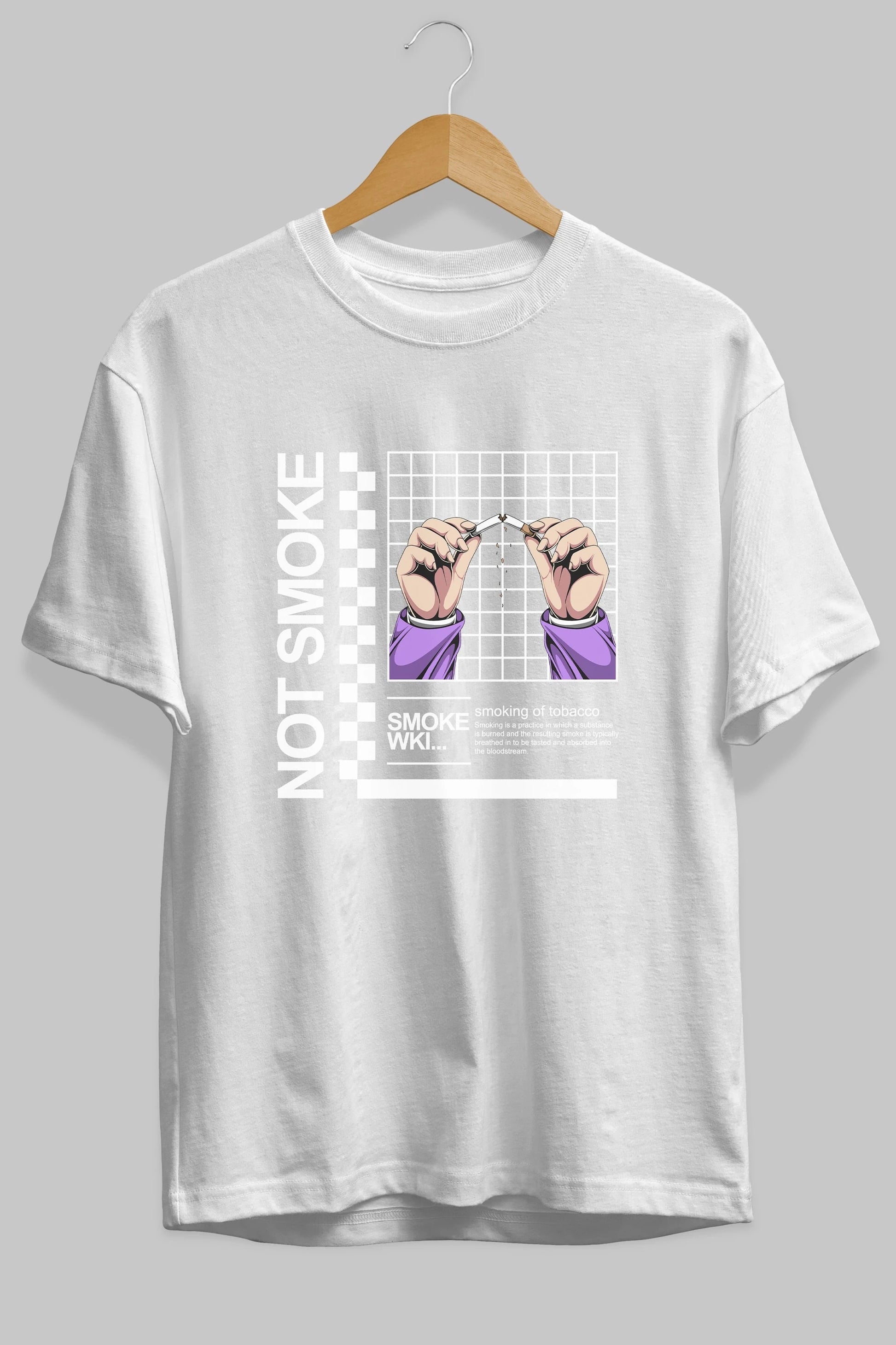 Not Smoke Ön Baskılı Oversize t-shirt Erkek Kadın Unisex