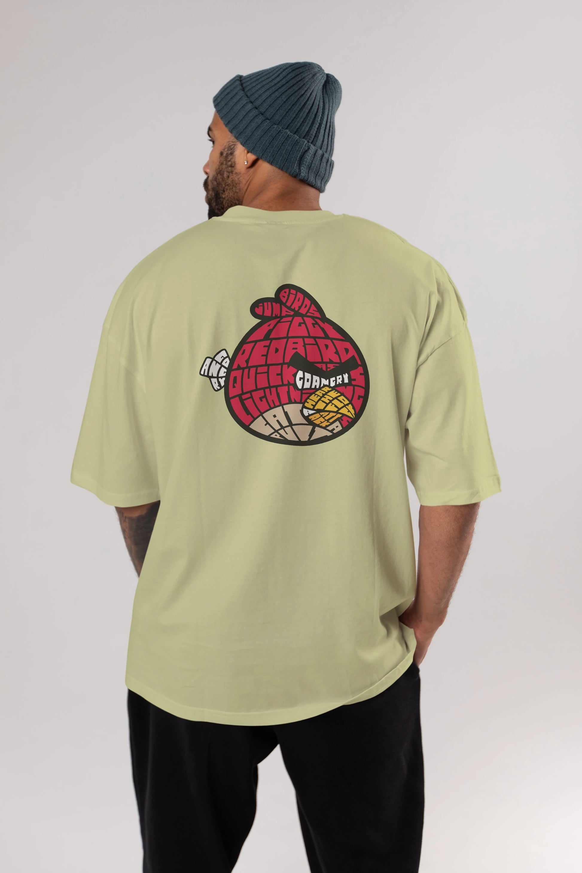Bird With Anger Arka Baskılı Oversize t-shirt %100 pamuk Erkek Kadın Unisex