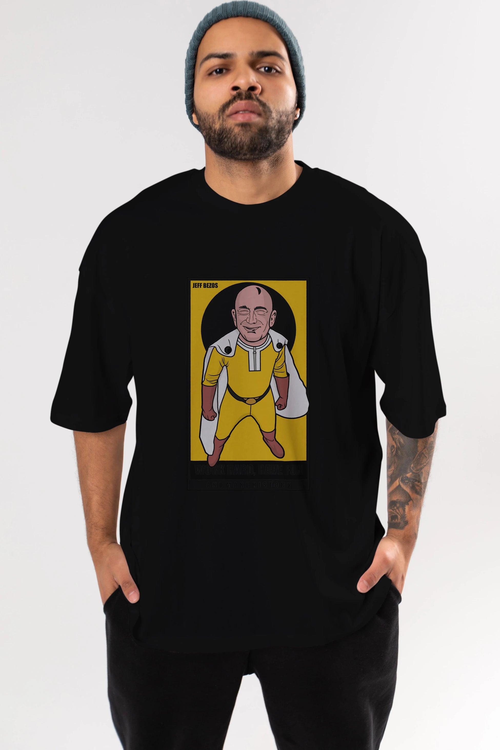 Jeff Bezos Saitama Ön Baskılı Oversize t-shirt Erkek Kadın Unisex %100 Pamuk tişort