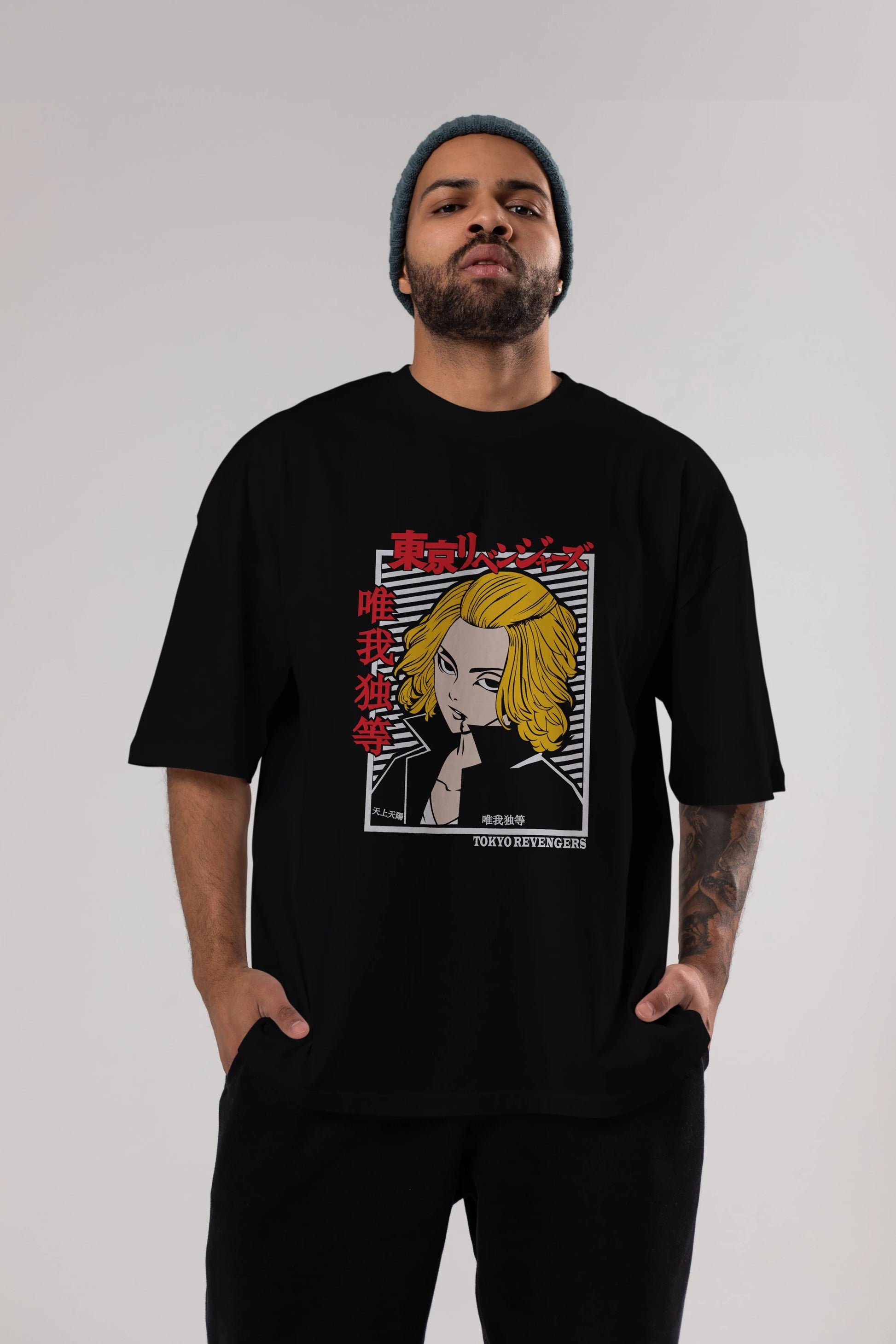 TokyoRev. M Anime Ön Baskılı Oversize t-shirt %100 pamuk Erkek Kadın Unisex
