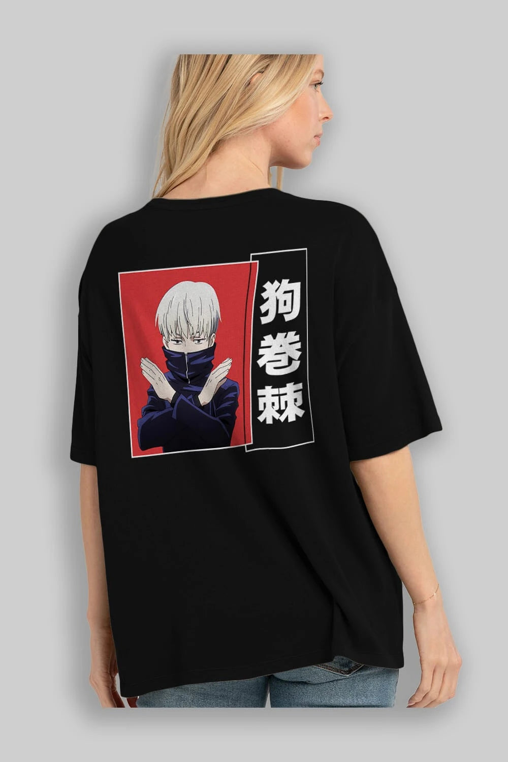 Toge Inumaki Anime Arka Baskılı Oversize t-shirt Erkek Kadın Unisex