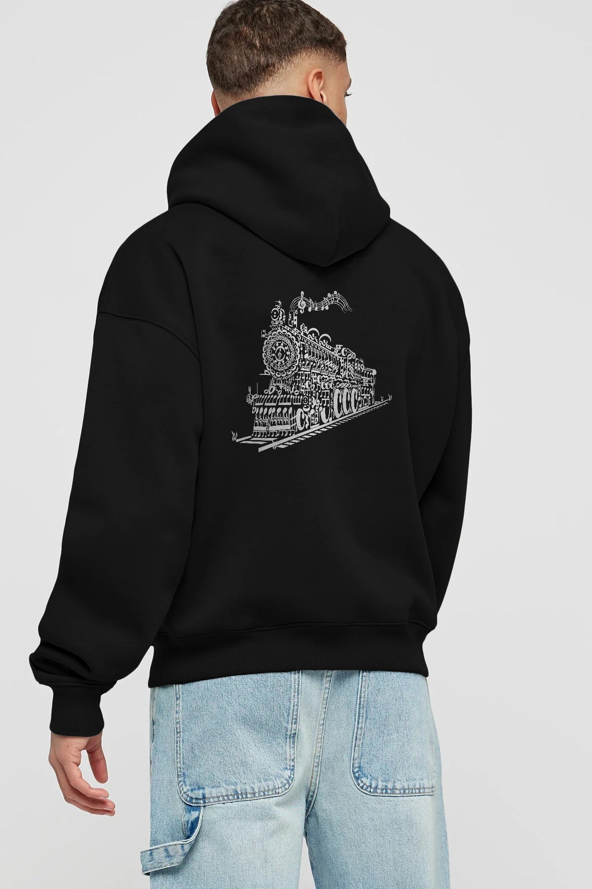 Train Song Arka Baskılı Hoodie Oversize Kapüşonlu Sweatshirt Erkek Kadın Unisex
