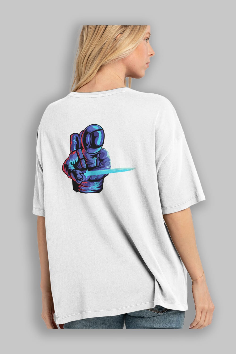 Astro Knight Sticker Arka Baskılı Oversize t-shirt Erkek Kadın Unisex