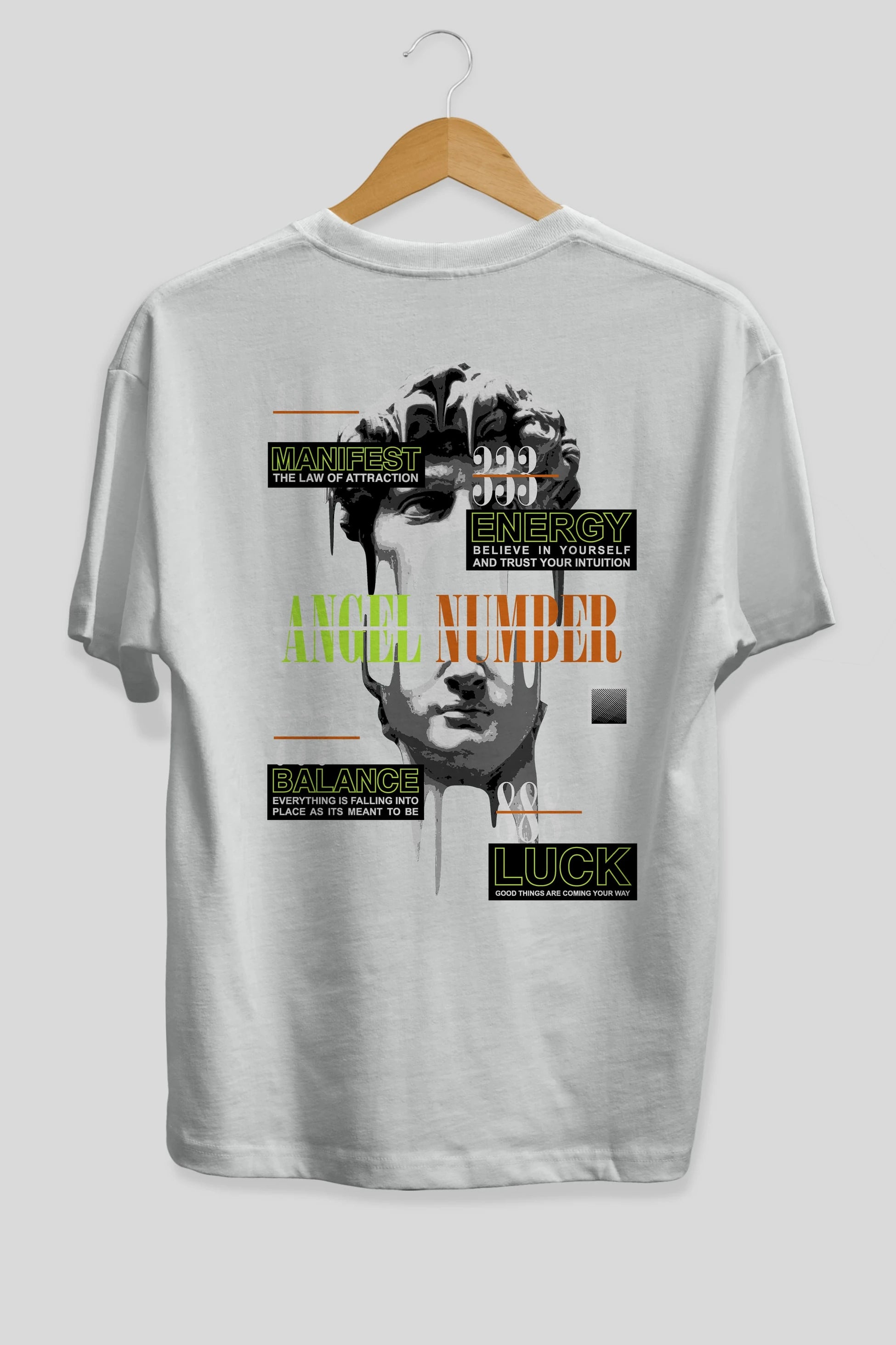Angel Number Arka Baskılı Oversize t-shirt Erkek Kadın Unisex