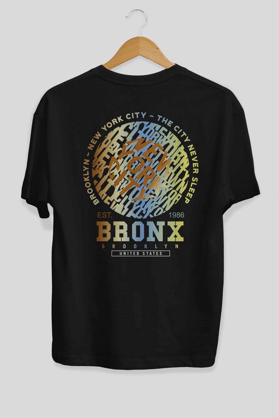 Brooklyn and New York City Arka Baskılı Oversize t-shirt Erkek Kadın Unisex