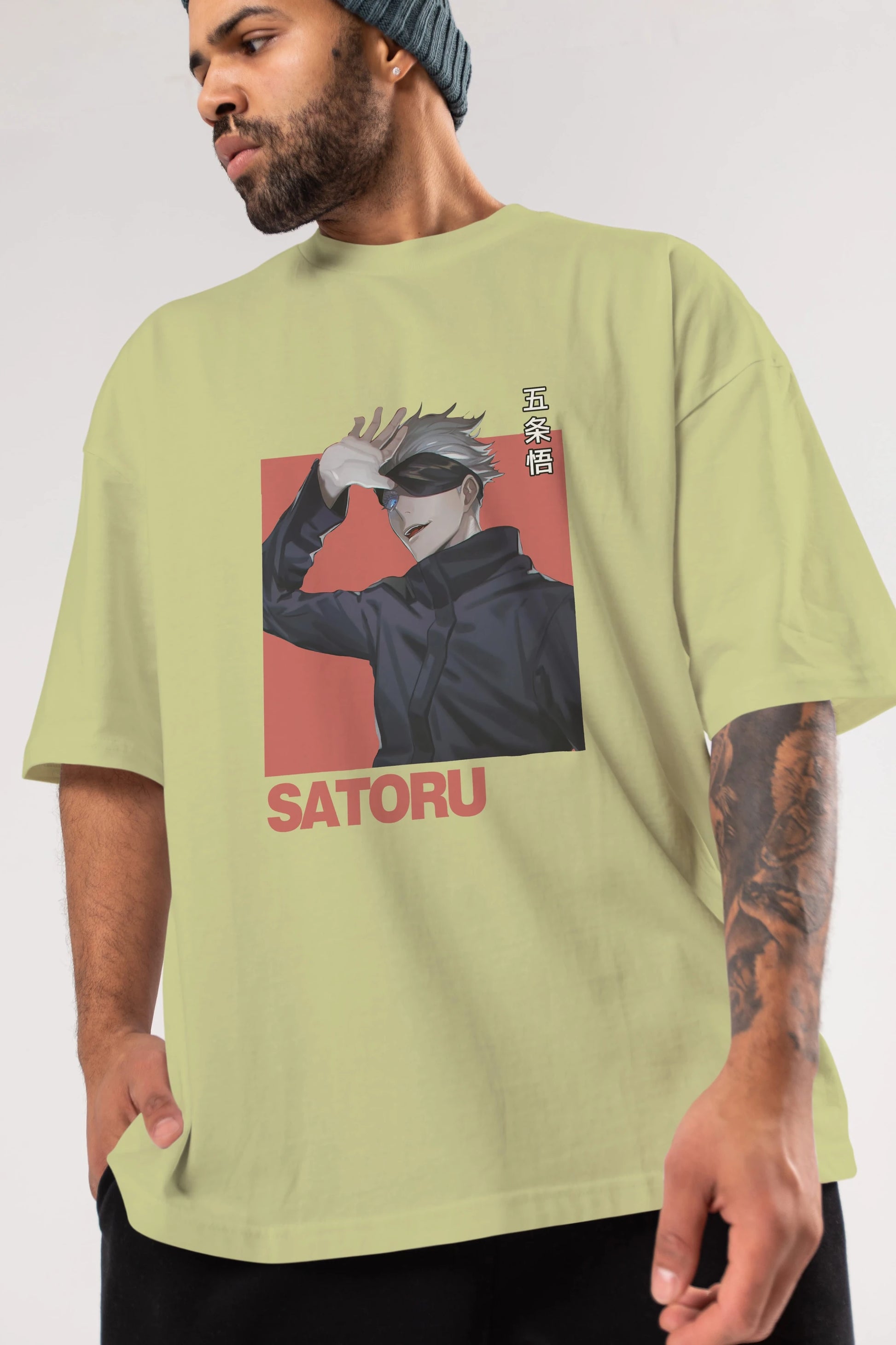 SATORU GOJO 2 Anime Ön Baskılı Oversize t-shirt %100 pamuk Erkek Kadın Unisex