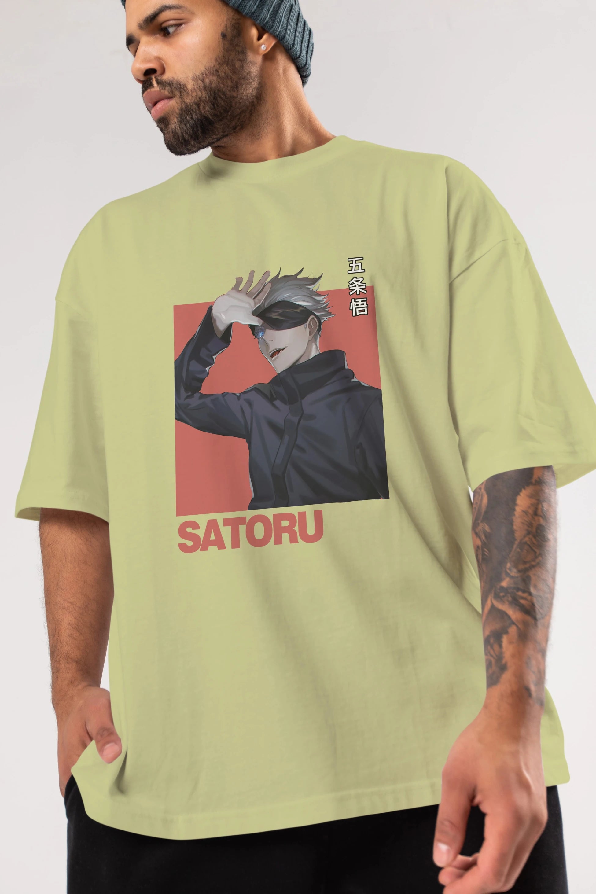 SATORU GOJO 2 Anime Ön Baskılı Oversize t-shirt %100 pamuk Erkek Kadın Unisex