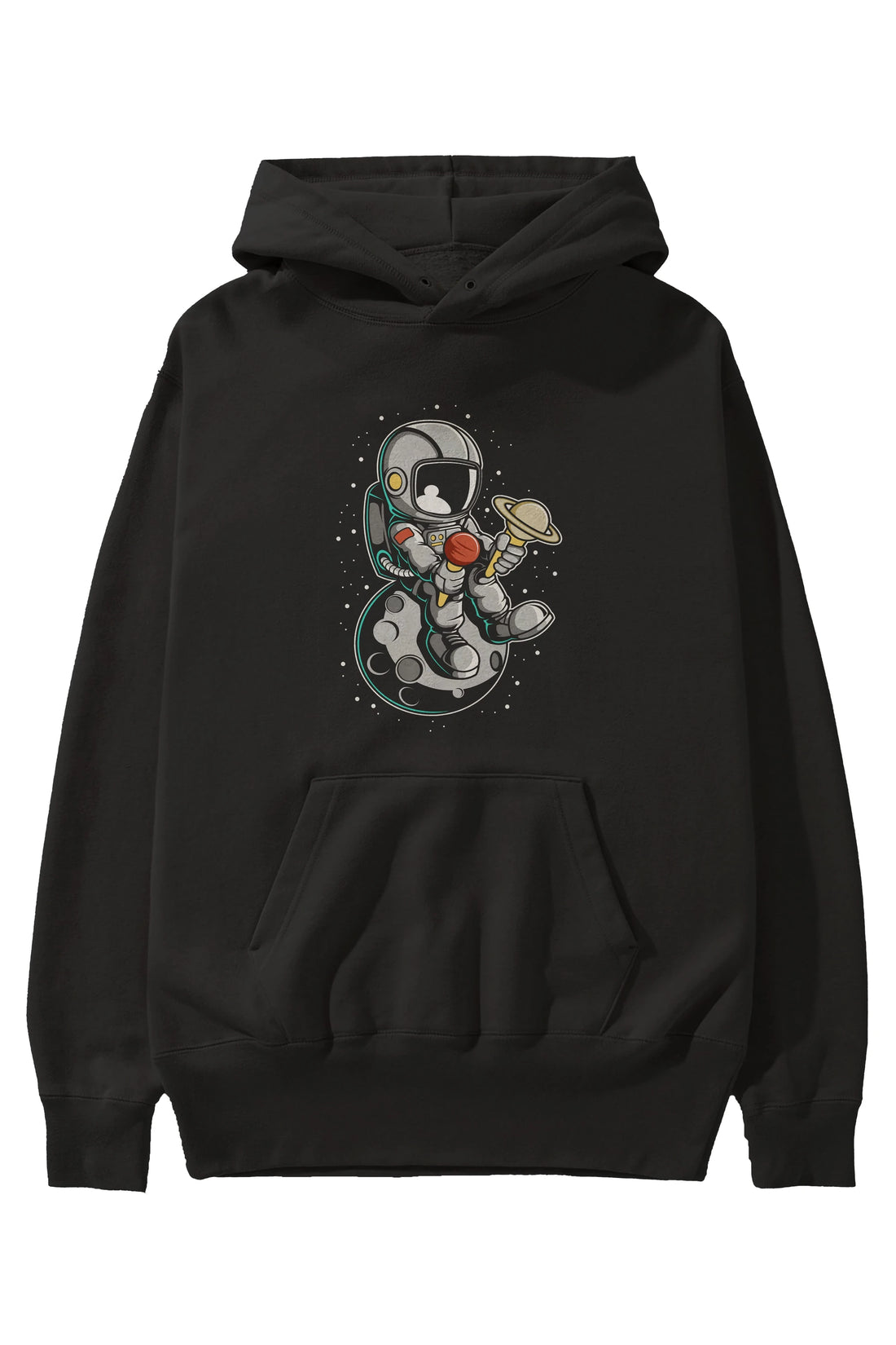 Astronaut Ice Cream (2) Ön Baskılı Hoodie Oversize Kapüşonlu Sweatshirt Erkek Kadın Unisex