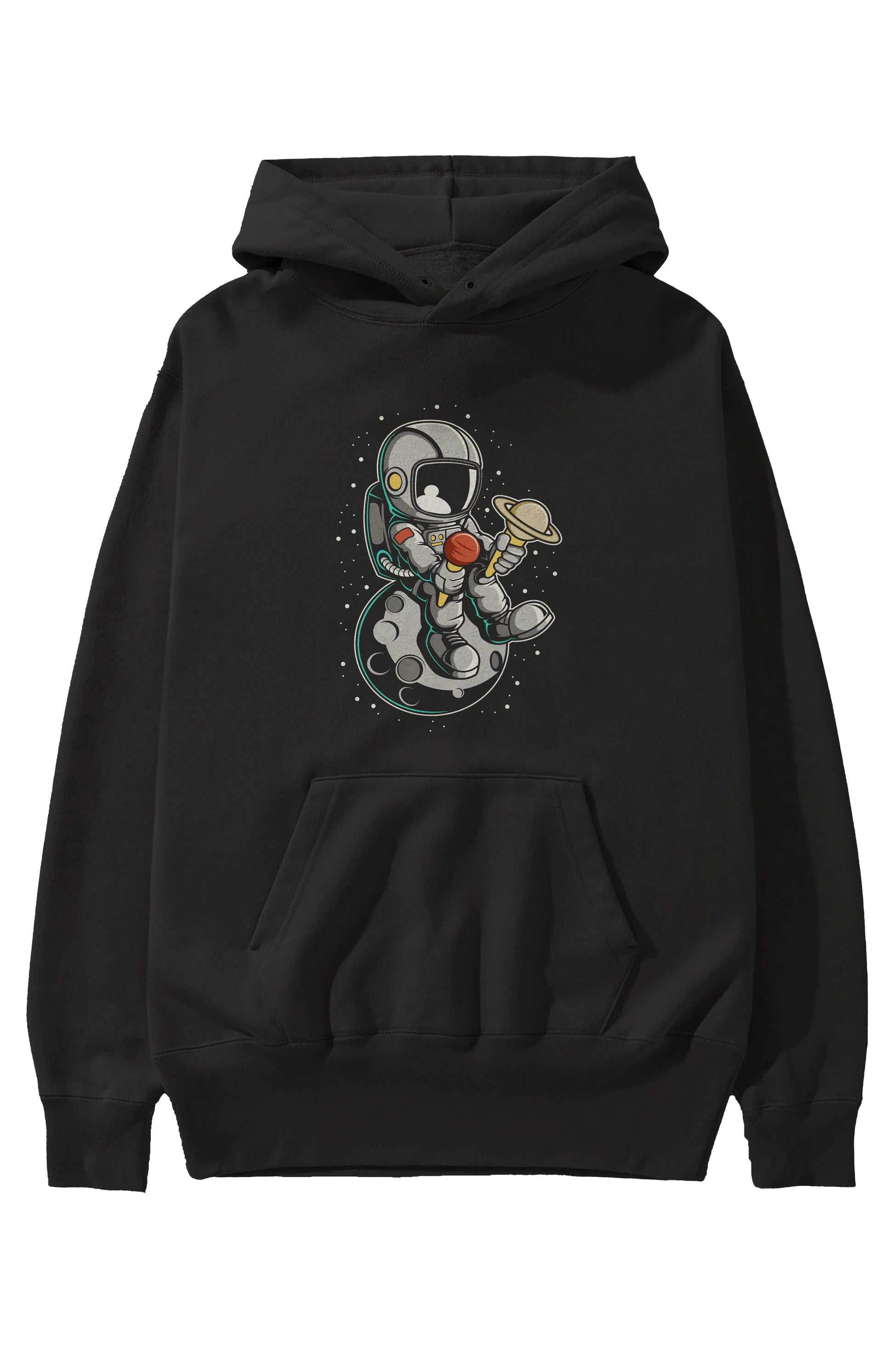 Astronaut Ice Cream (2) Ön Baskılı Hoodie Oversize Kapüşonlu Sweatshirt Erkek Kadın Unisex