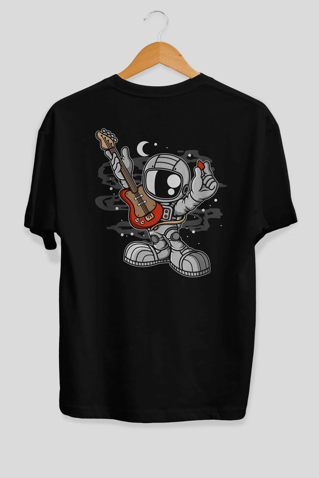Astronaut Guitar Arka Baskılı Oversize t-shirt Erkek Kadın Unisex