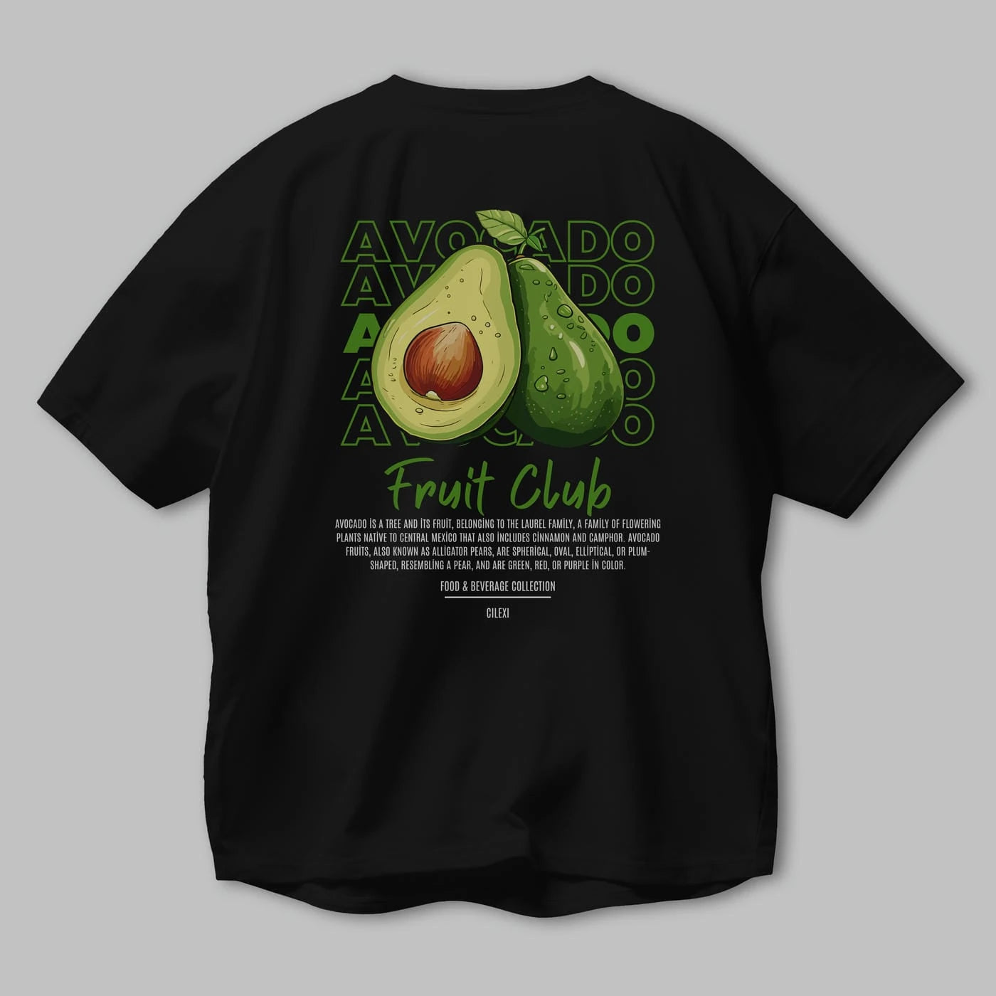 Avocado Arka Baskılı Oversize t-shirt Erkek Kadın Pamuk Bisiklet Yaka tişort