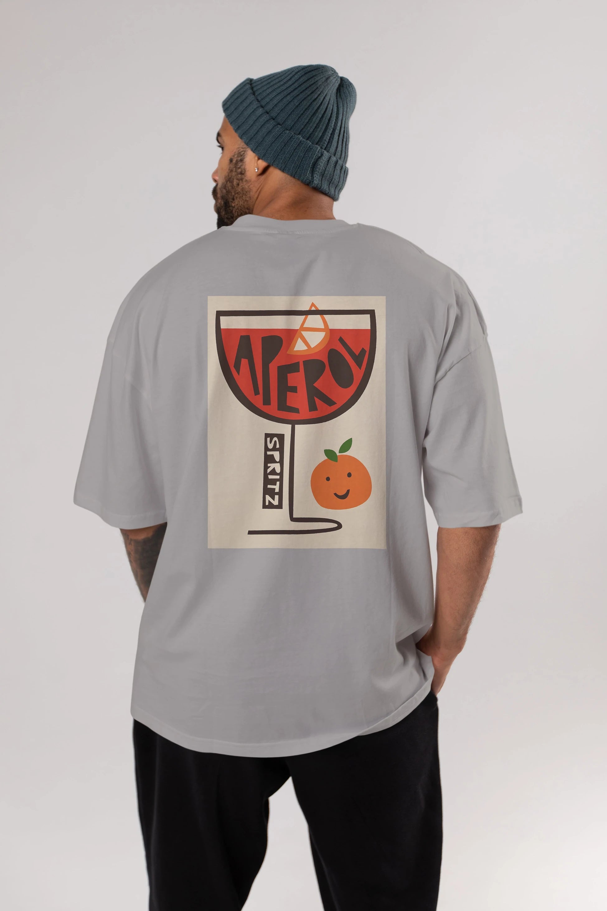 Aperol Spritz 9 Arka Baskılı Oversize t-shirt Erkek Kadın Unisex %100 Pamuk Bisiklet Yaka tişort