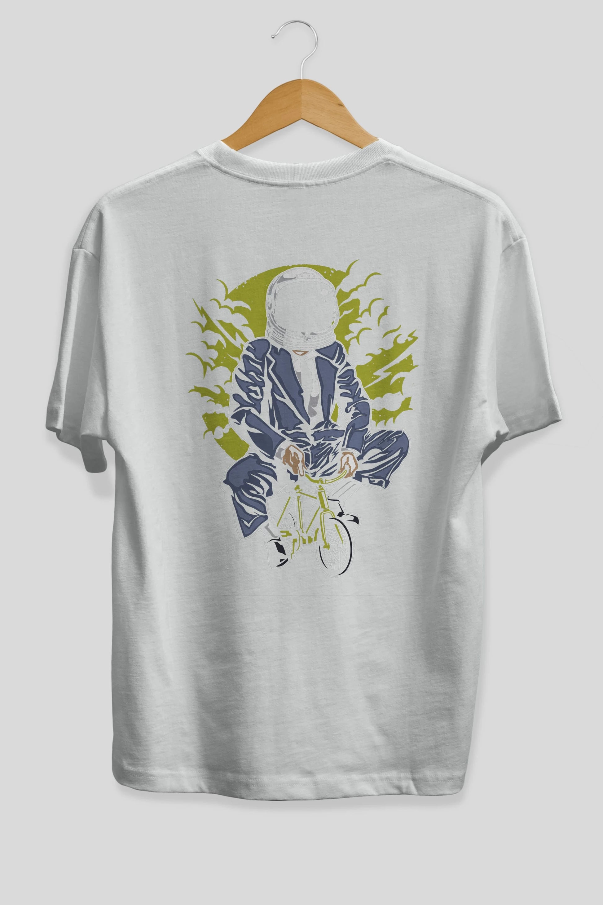 Bike To The Moon Arka Baskılı Oversize t-shirt Erkek Kadın Unisex %100 Pamuk