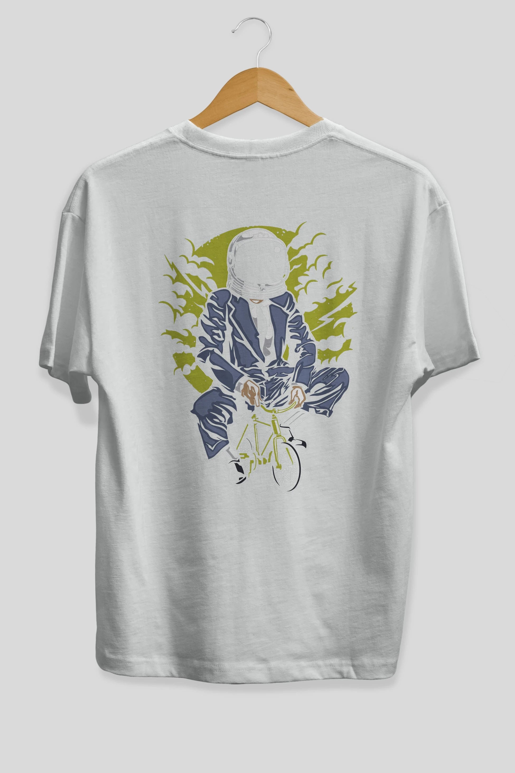Bike To The Moon Arka Baskılı Oversize t-shirt Erkek Kadın Unisex %100 Pamuk