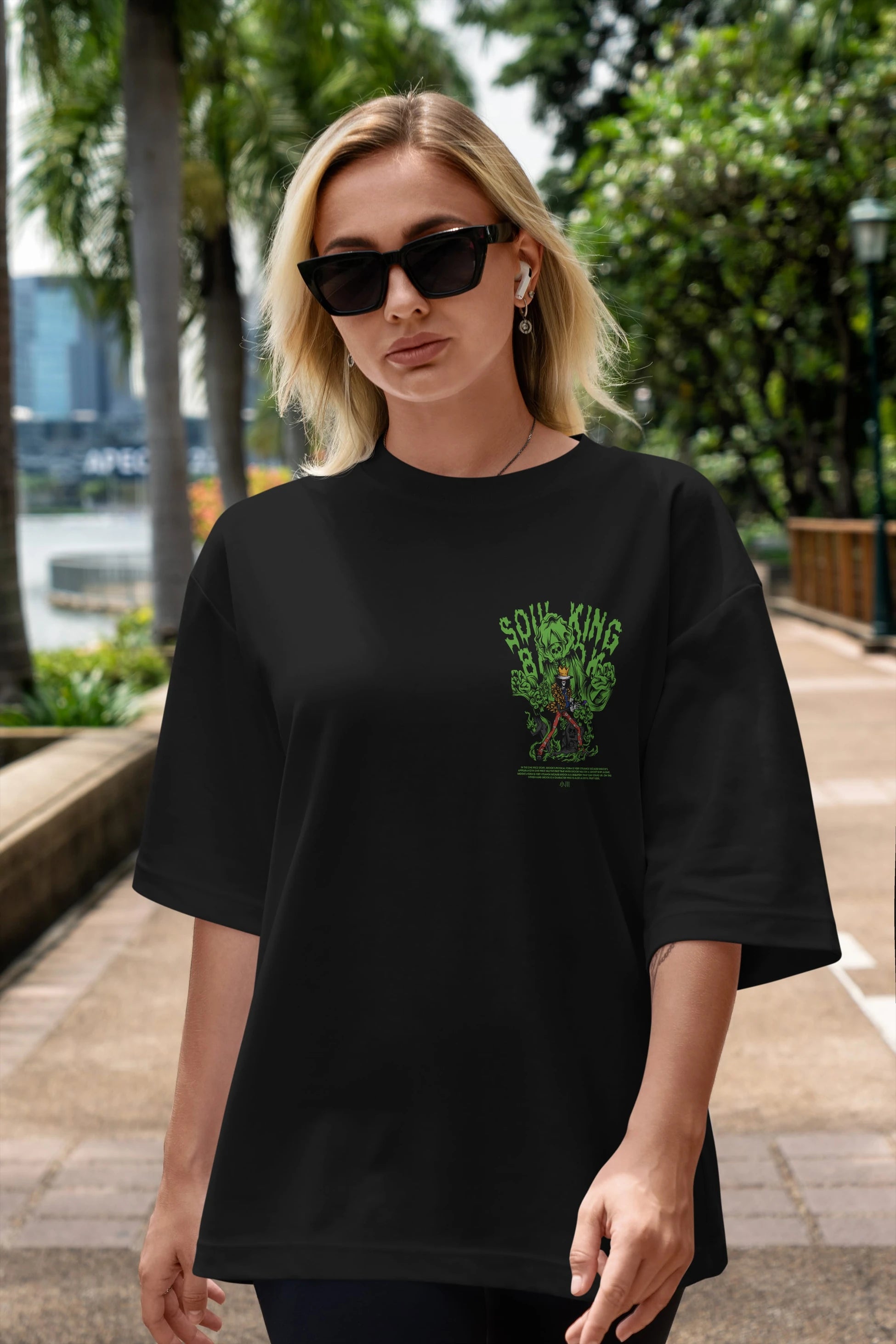 Soul King Brook Ön Sol Baskılı Oversize t-shirt Erkek Kadın Unisex %100 Pamuk Bisiklet Yaka tişort