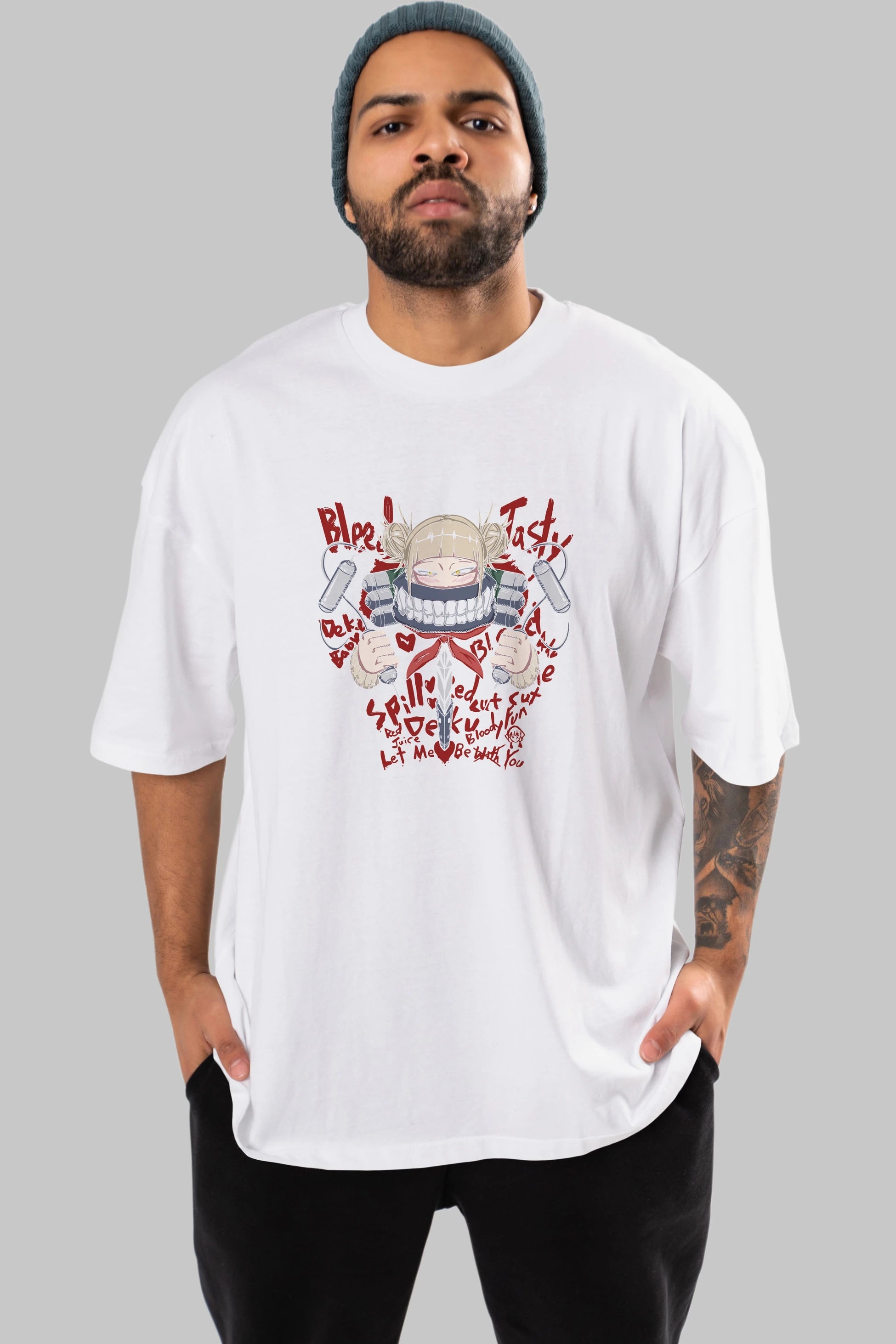 Himiko Toga 1 Anime Ön Baskılı Oversize t-shirt %100 pamuk Erkek Kadın Unisex