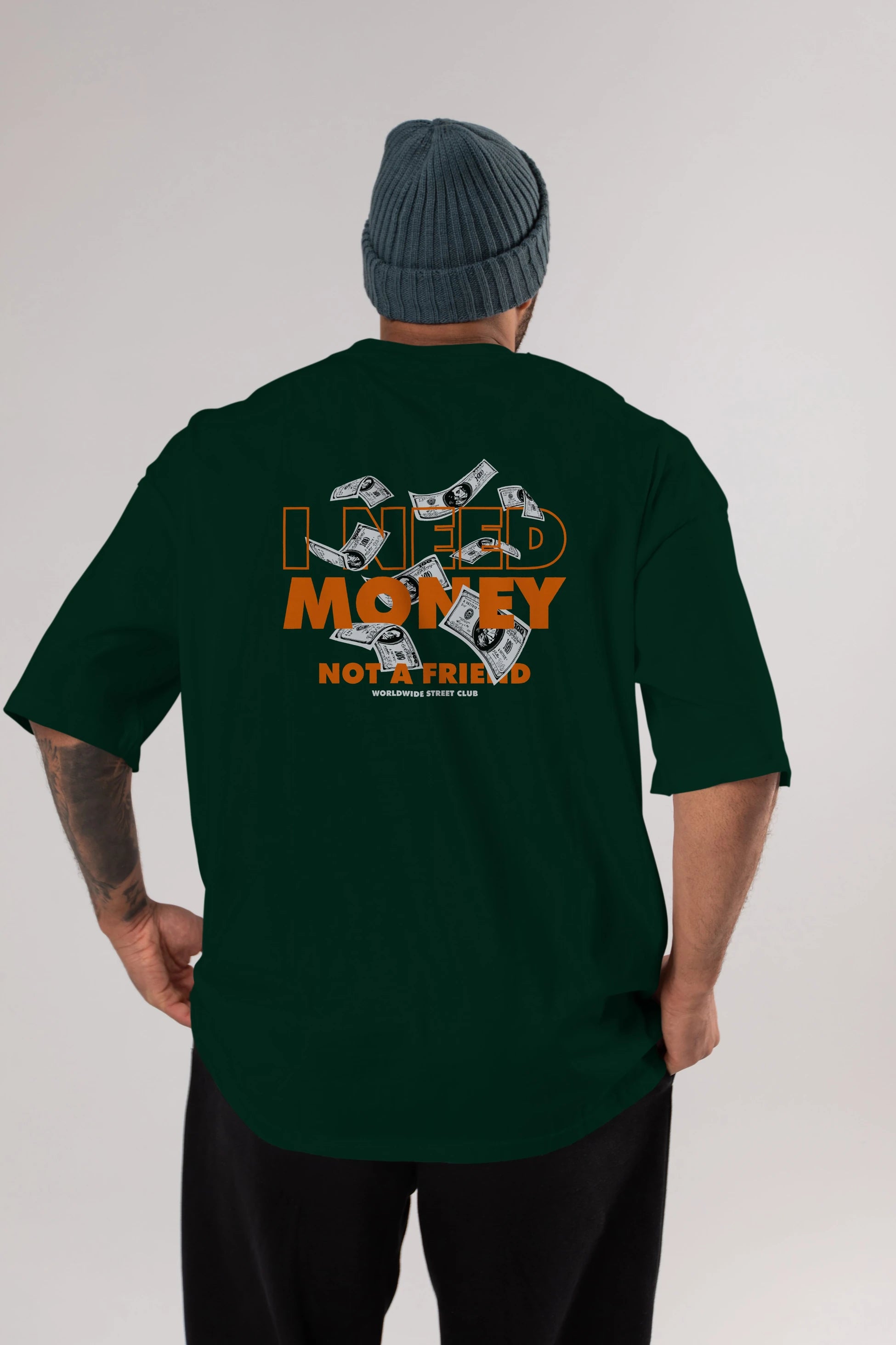 I Need Money Arka Baskılı Oversize t-shirt Erkek Kadın Unisex