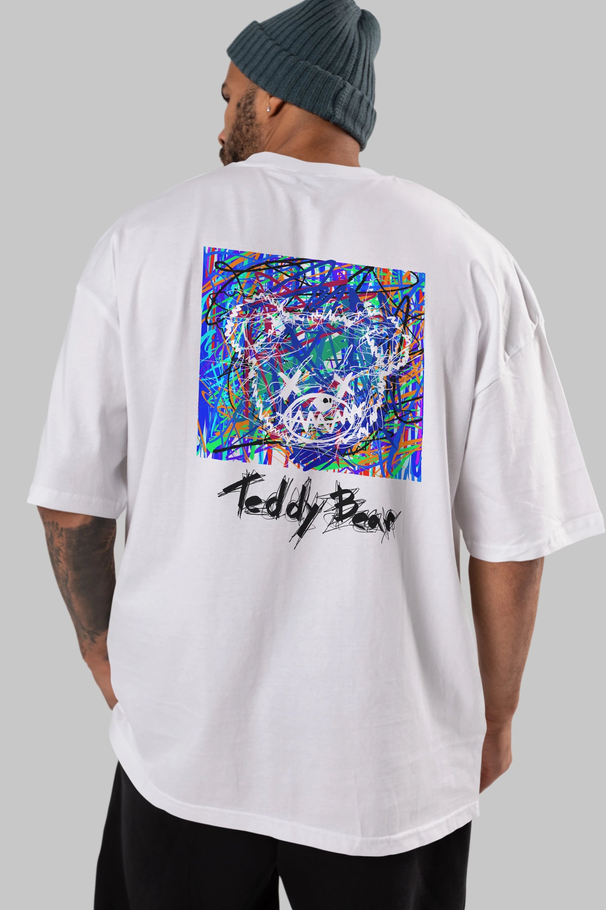 Teddy Bear 3 Arka Baskılı Oversize t-shirt Erkek Kadın Unisex