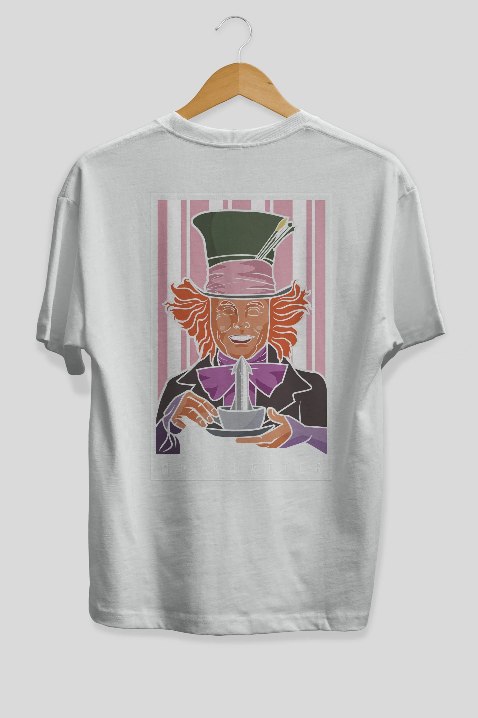 Mad Hatter Elon Musk Arka Baskılı Oversize t-shirt Erkek Kadın Unisex %100 Pamuk tişort