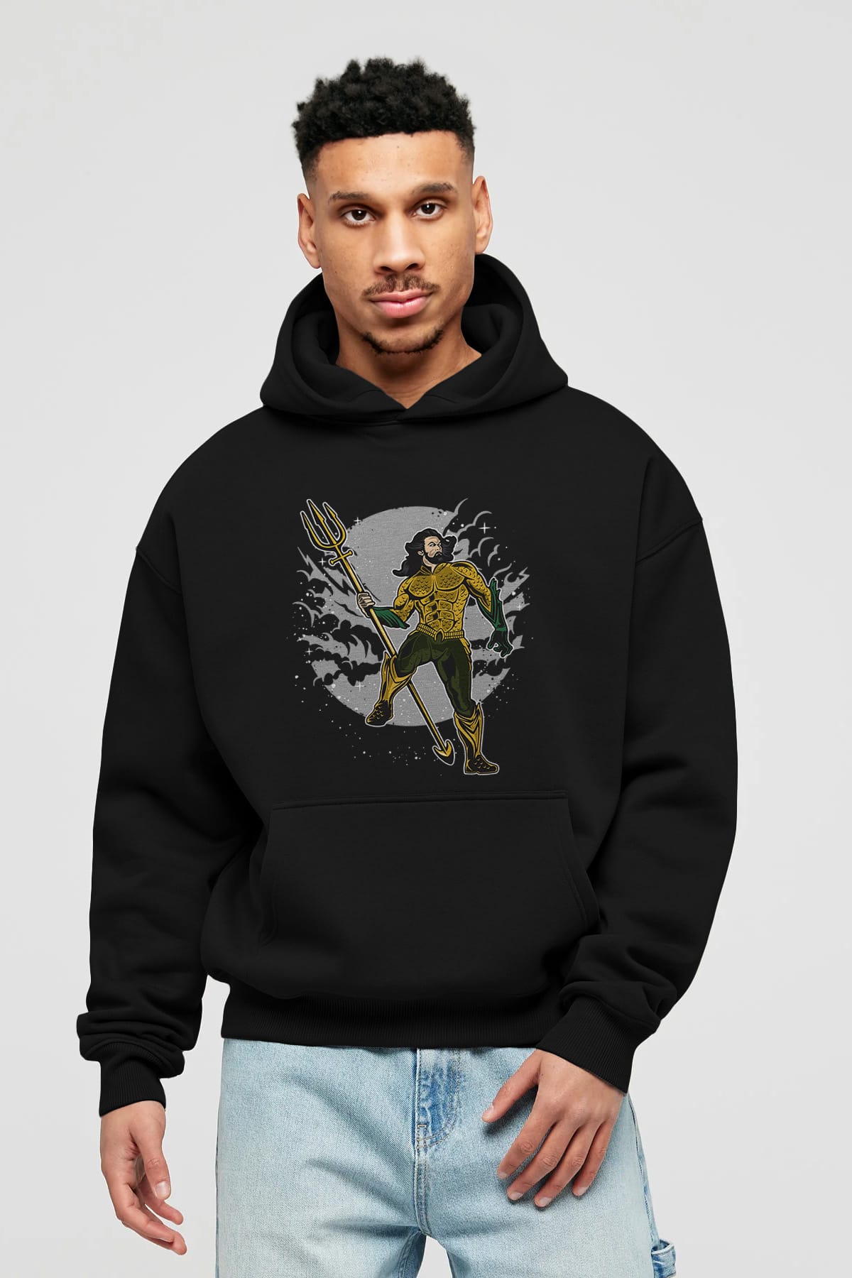 AQUAMAN Ön Baskılı Hoodie Oversize Kapüşonlu Sweatshirt Erkek Kadın Unisex