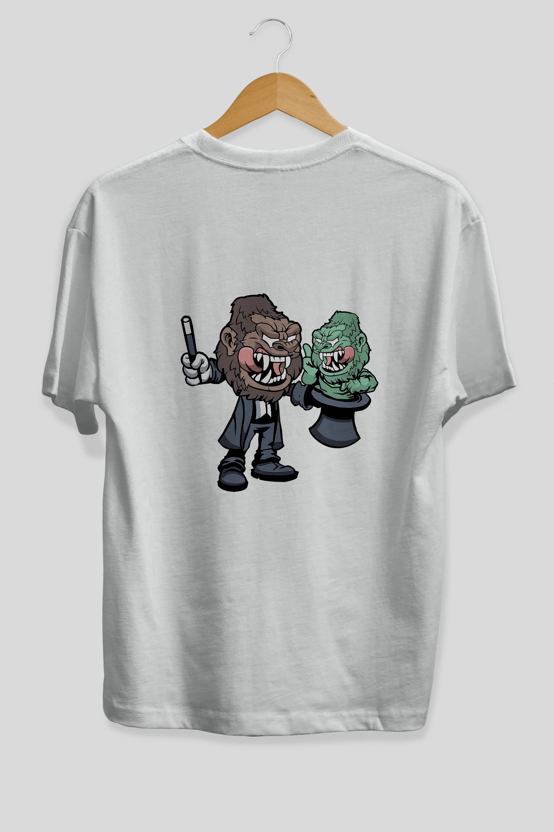 Gorilla Magician Arka Baskılı Oversize t-shirt Erkek Kadın Unisex %100 Pamuk tişort