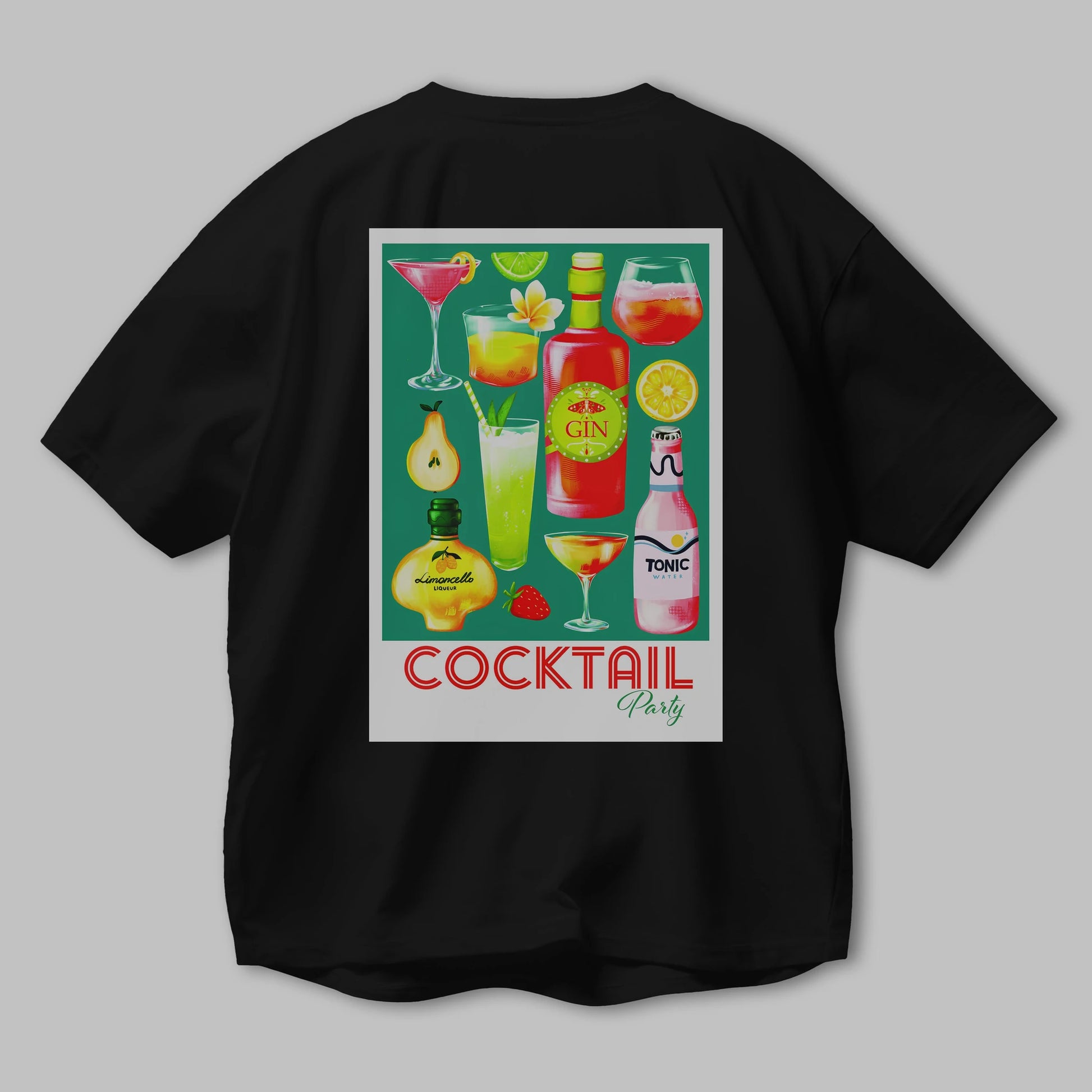 Cocktail Party 2 Arka Baskılı Oversize t-shirt Erkek Kadın Unisex %100 Pamuk Bisiklet Yaka tişort