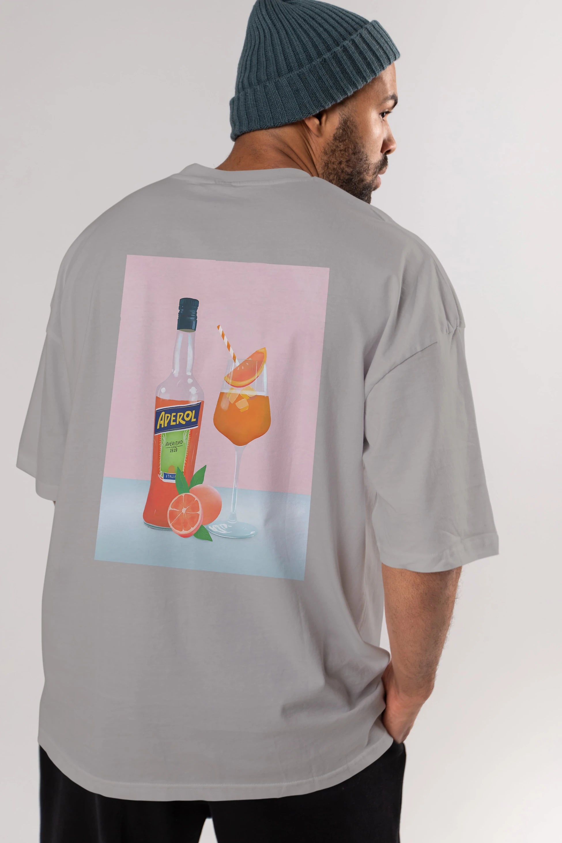 Aperol Spritz 3 Arka Baskılı Oversize t-shirt Erkek Kadın Unisex %100 Pamuk Bisiklet Yaka tişort