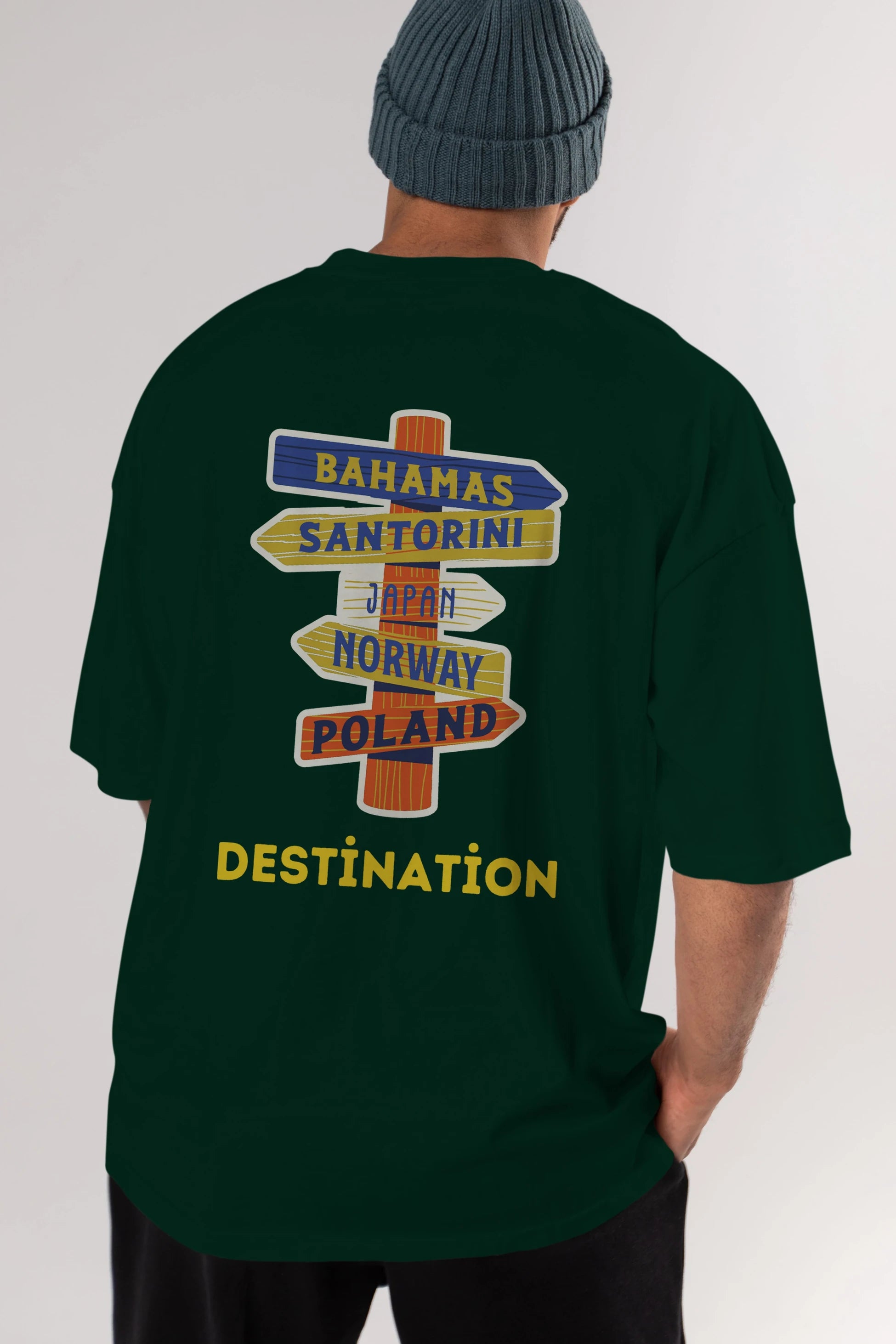 Destination Yazılı Arka Baskılı Oversize t-shirt Erkek Kadın Unisex