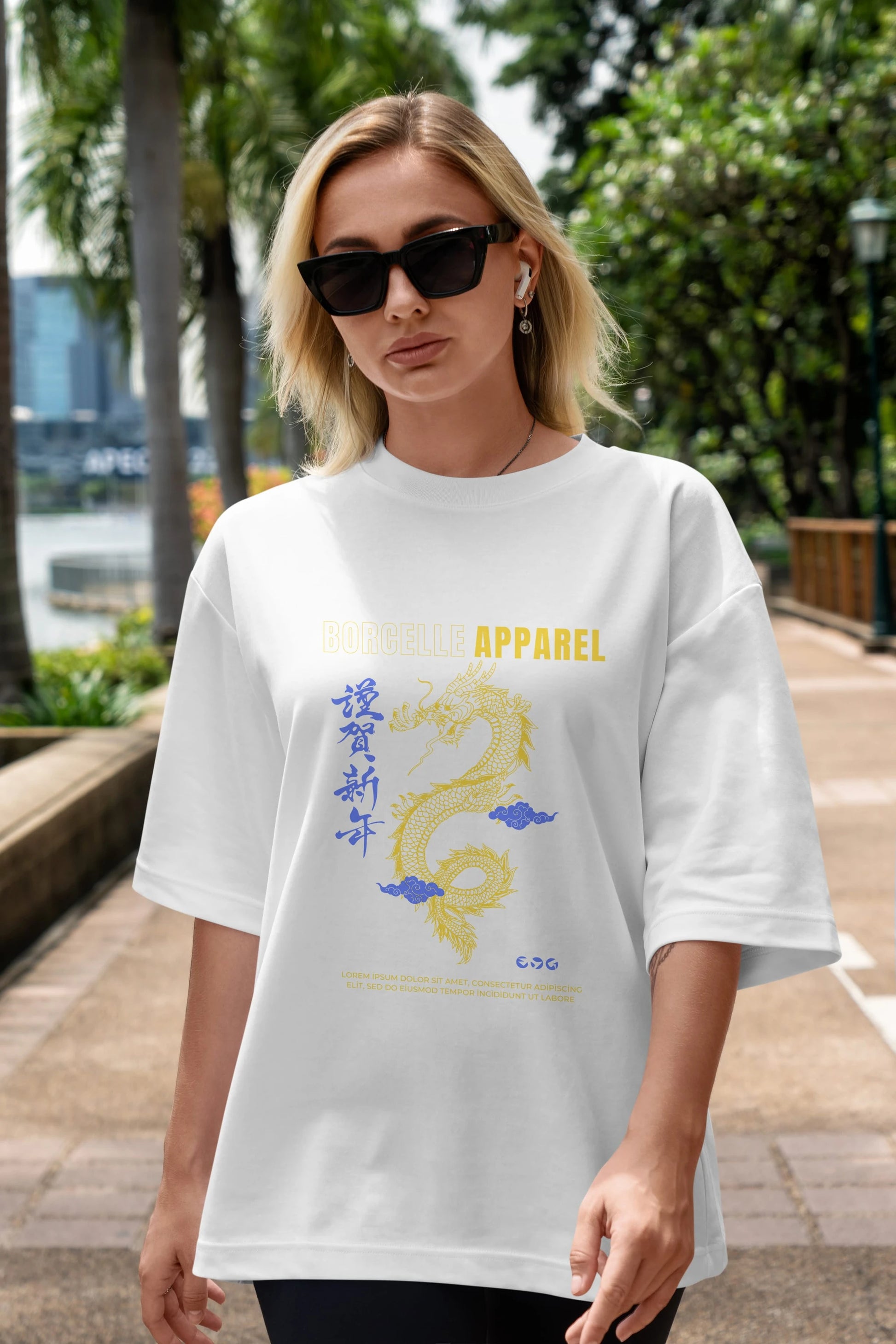 Borcelle Apparel Yazılı Ön Baskılı Oversize t-shirt Erkek Kadın Unisex