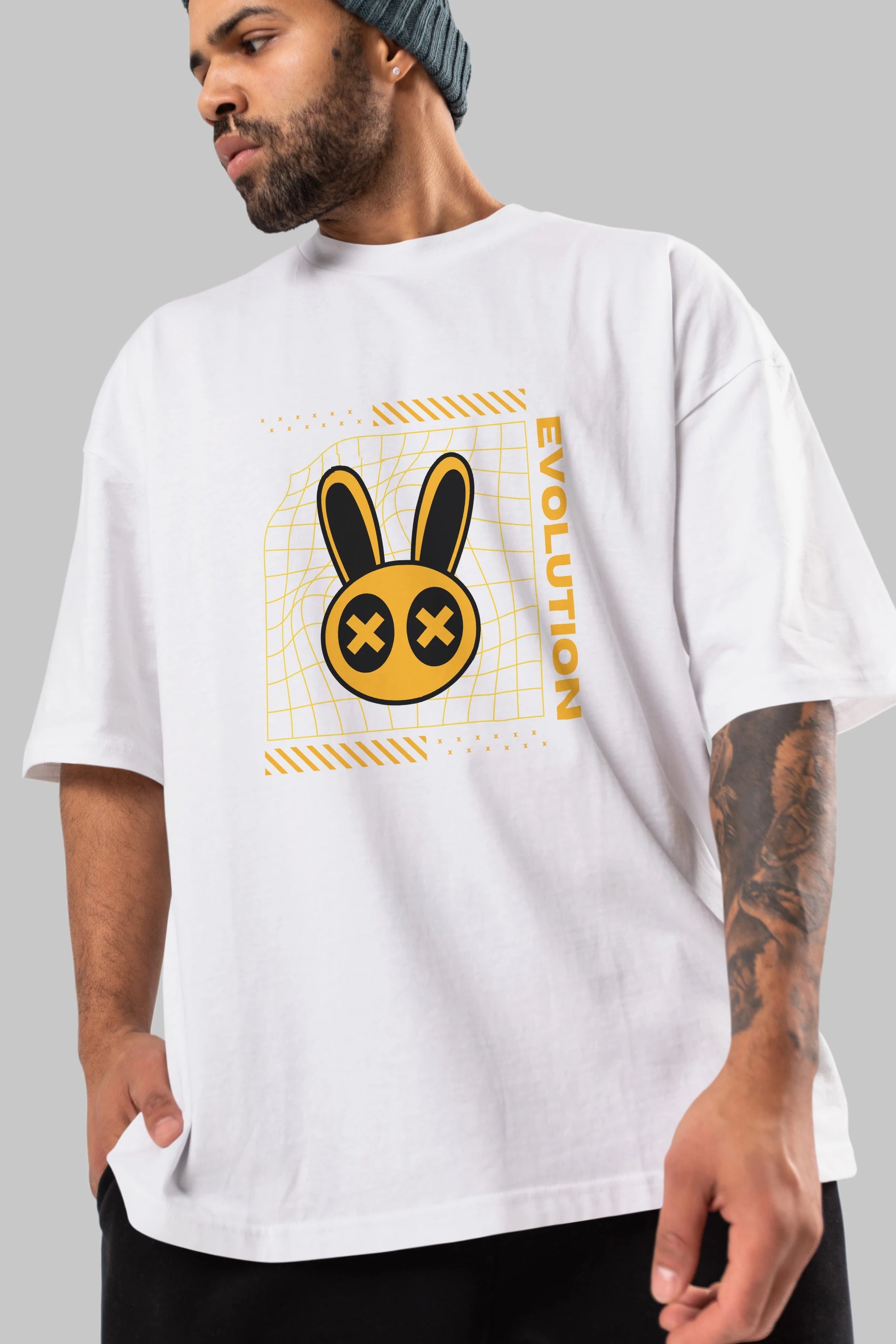 Evolution Yazılı Ön Baskılı Oversize t-shirt Erkek Kadın Unisex