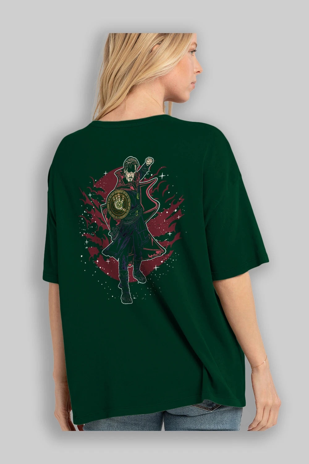 DOCTER STRANGE Arka Baskılı Oversize t-shirt Erkek Kadın Unisex %100 Pamuk