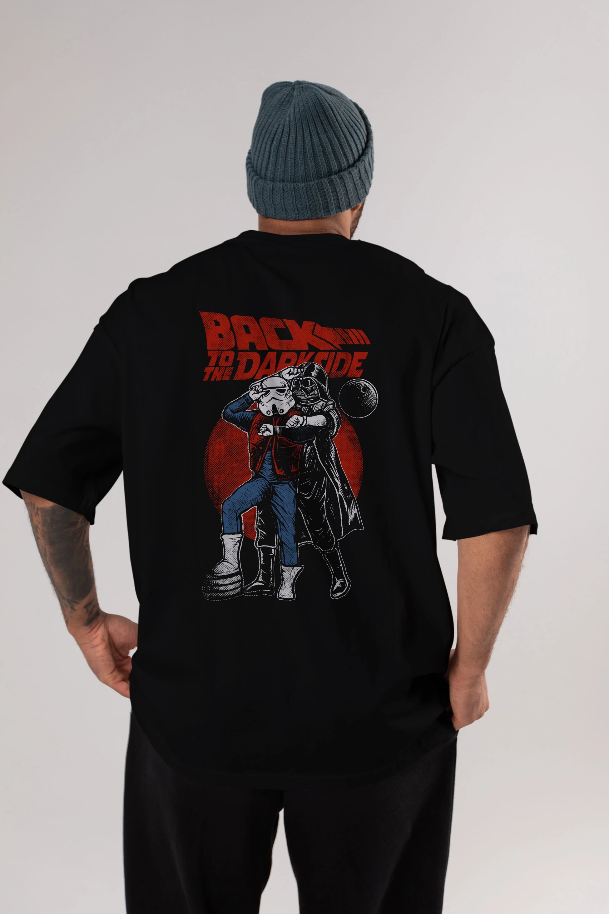 Back To The Darkside Arka Baskılı Oversize t-shirt Erkek Kadın Unisex %100 Pamuk