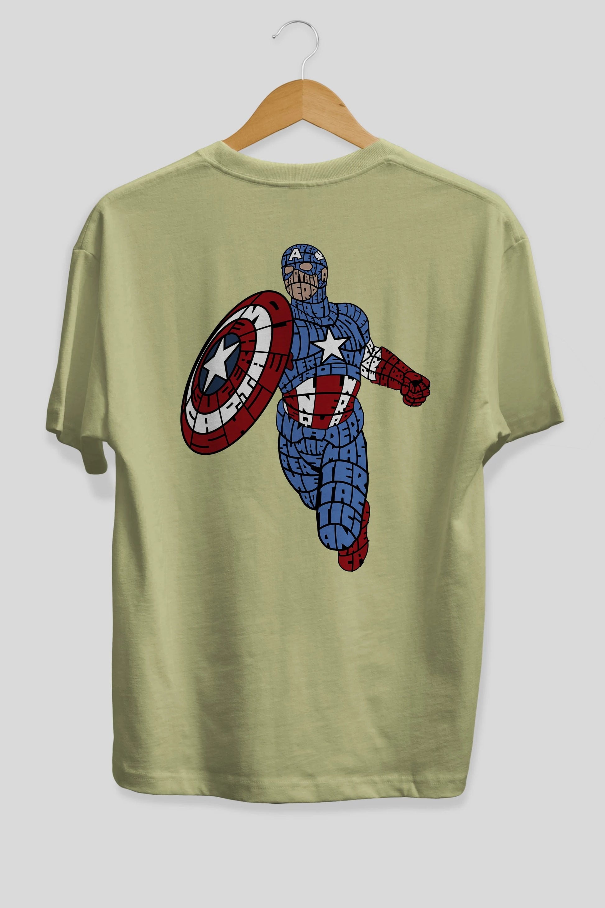 Star and Stripes Hero Arka Baskılı Oversize t-shirt %100 pamuk Erkek Kadın Unisex