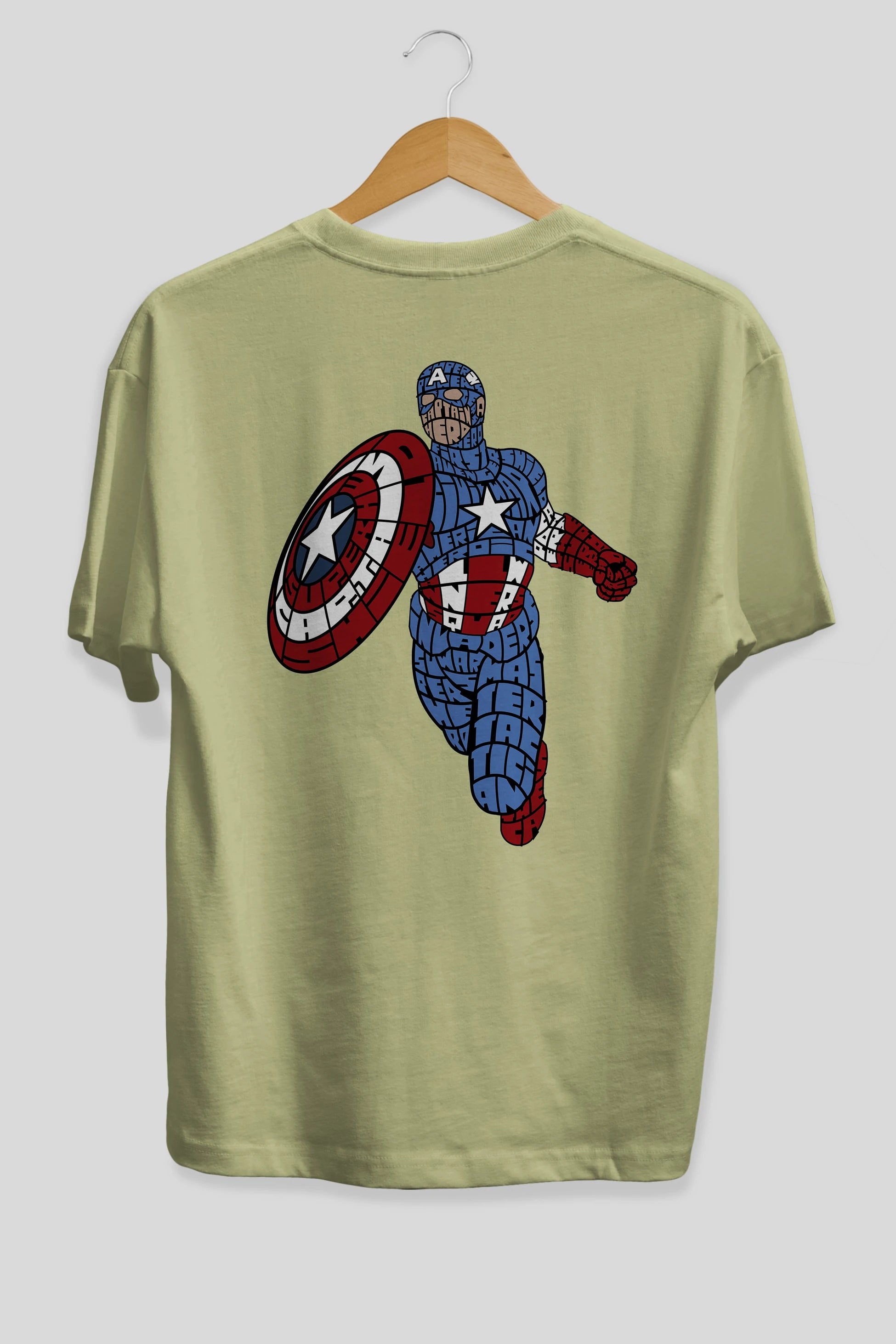 Star and Stripes Hero Arka Baskılı Oversize t-shirt %100 pamuk Erkek Kadın Unisex