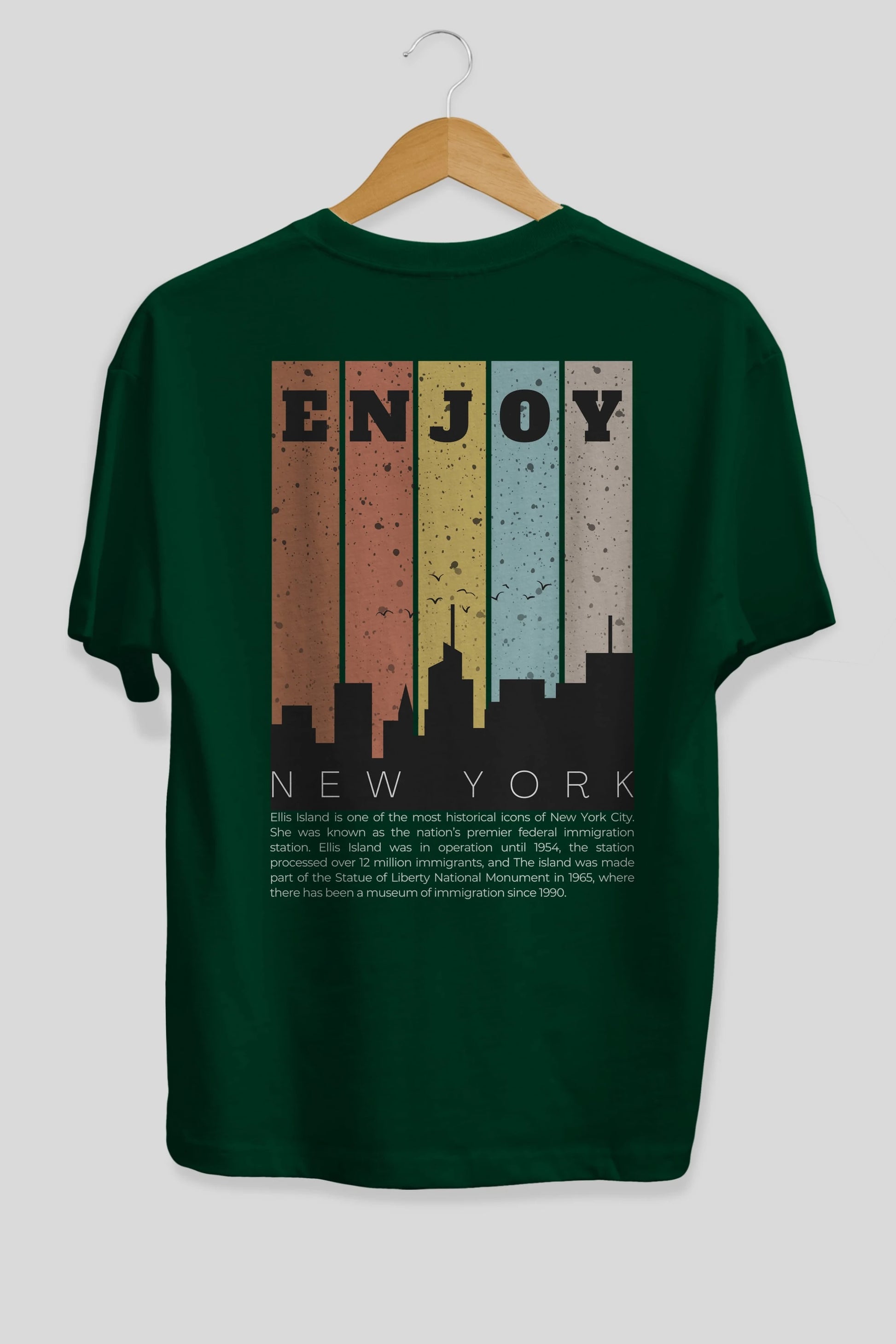Enjoy New York Yazılı Arka Baskılı Oversize t-shirt Erkek Kadın Unisex