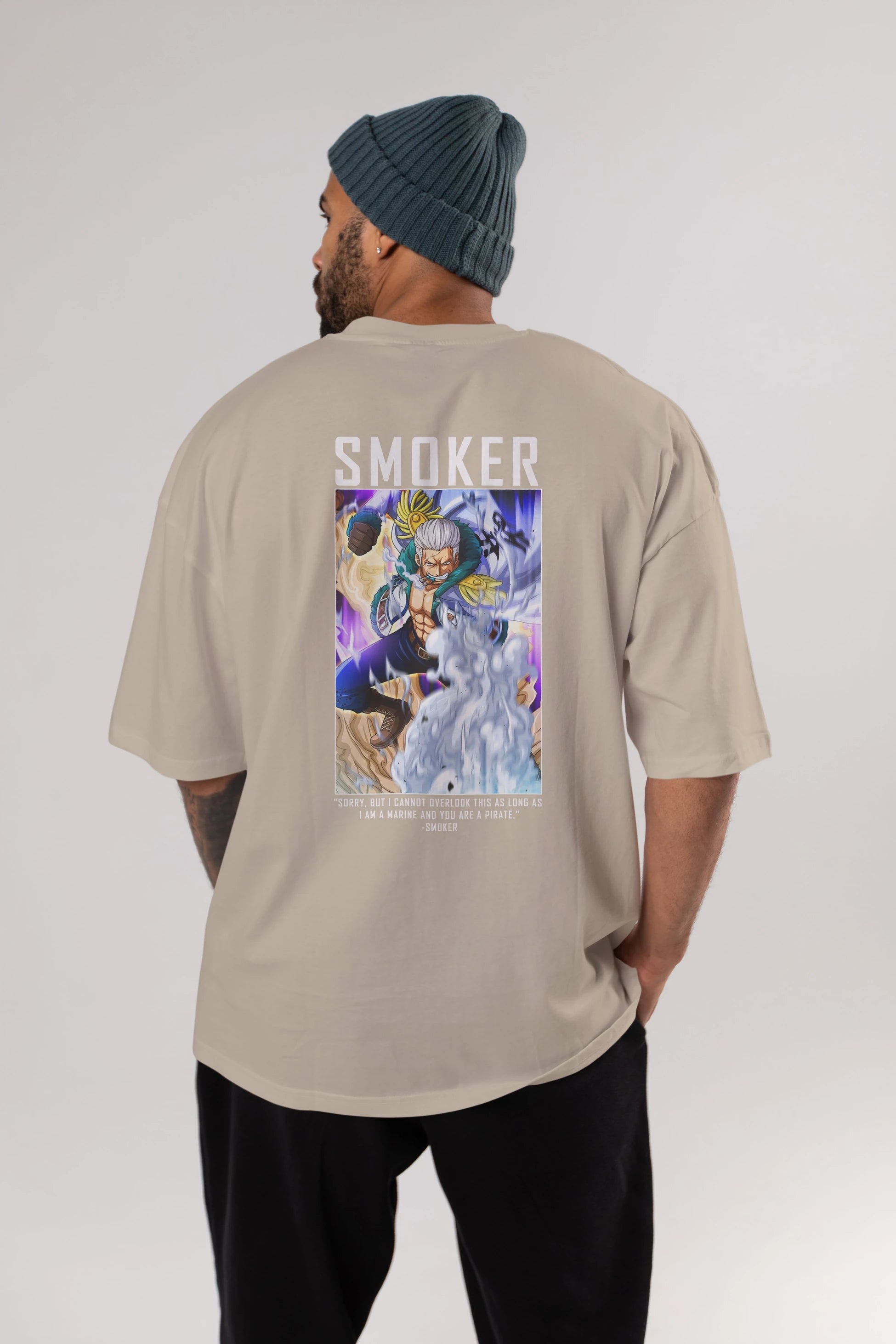 Smoker Anime Arka Baskılı Oversize t-shirt Erkek Kadın Unisex %100 pamuk tişort