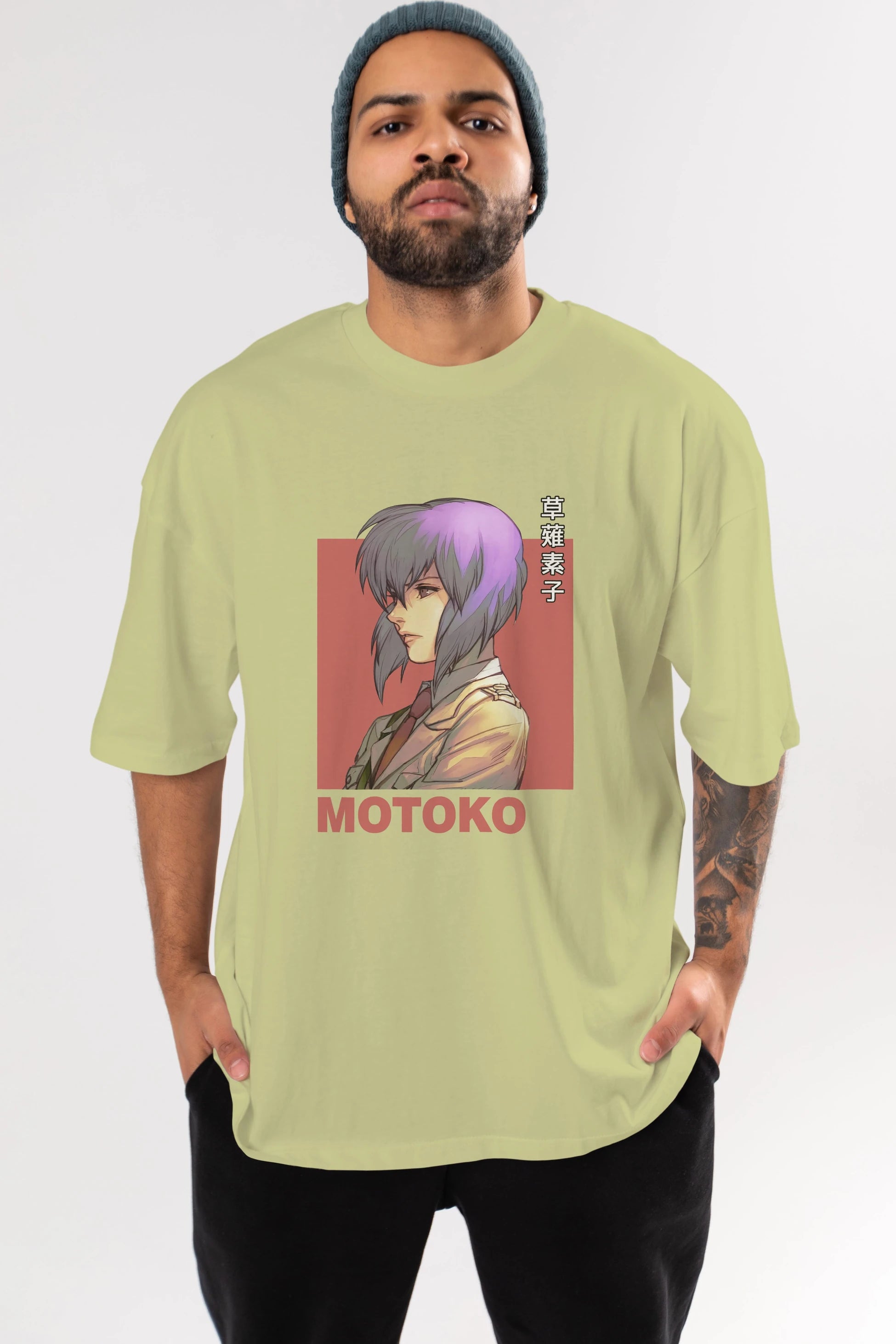 Motoko Kusanagi 12 Anime Ön Baskılı Oversize t-shirt %100 pamuk Erkek Kadın Unisex
