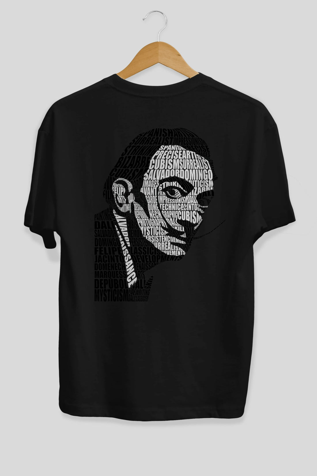 Salvador Dali Calligram Arka Baskılı Oversize t-shirt %100 pamuk Erkek Kadın Unisex