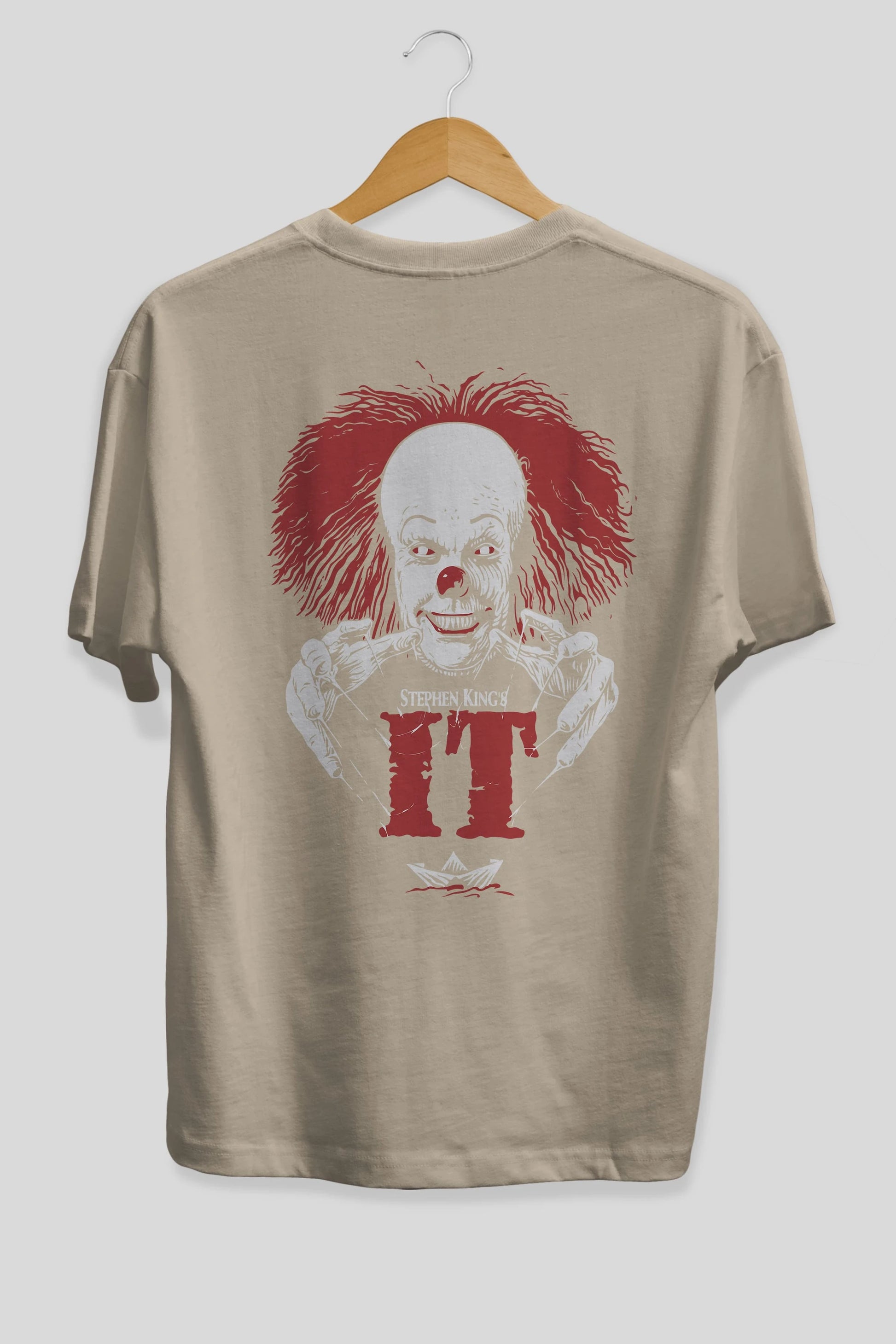 it Arka Baskılı Oversize t-shirt Erkek Kadın Unisex %100 Pamuk Bisiklet Yaka tişort