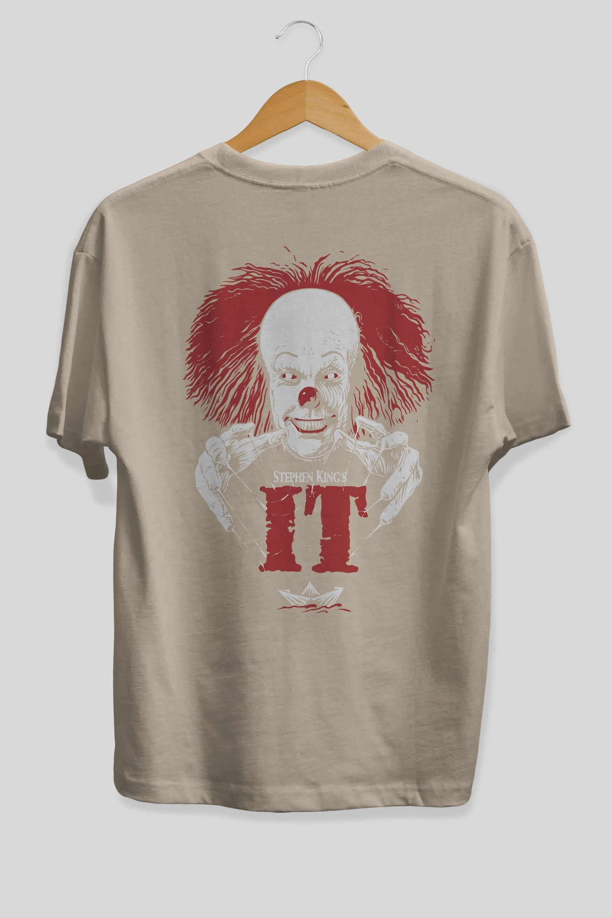 it Arka Baskılı Oversize t-shirt Erkek Kadın Unisex %100 Pamuk Bisiklet Yaka tişort