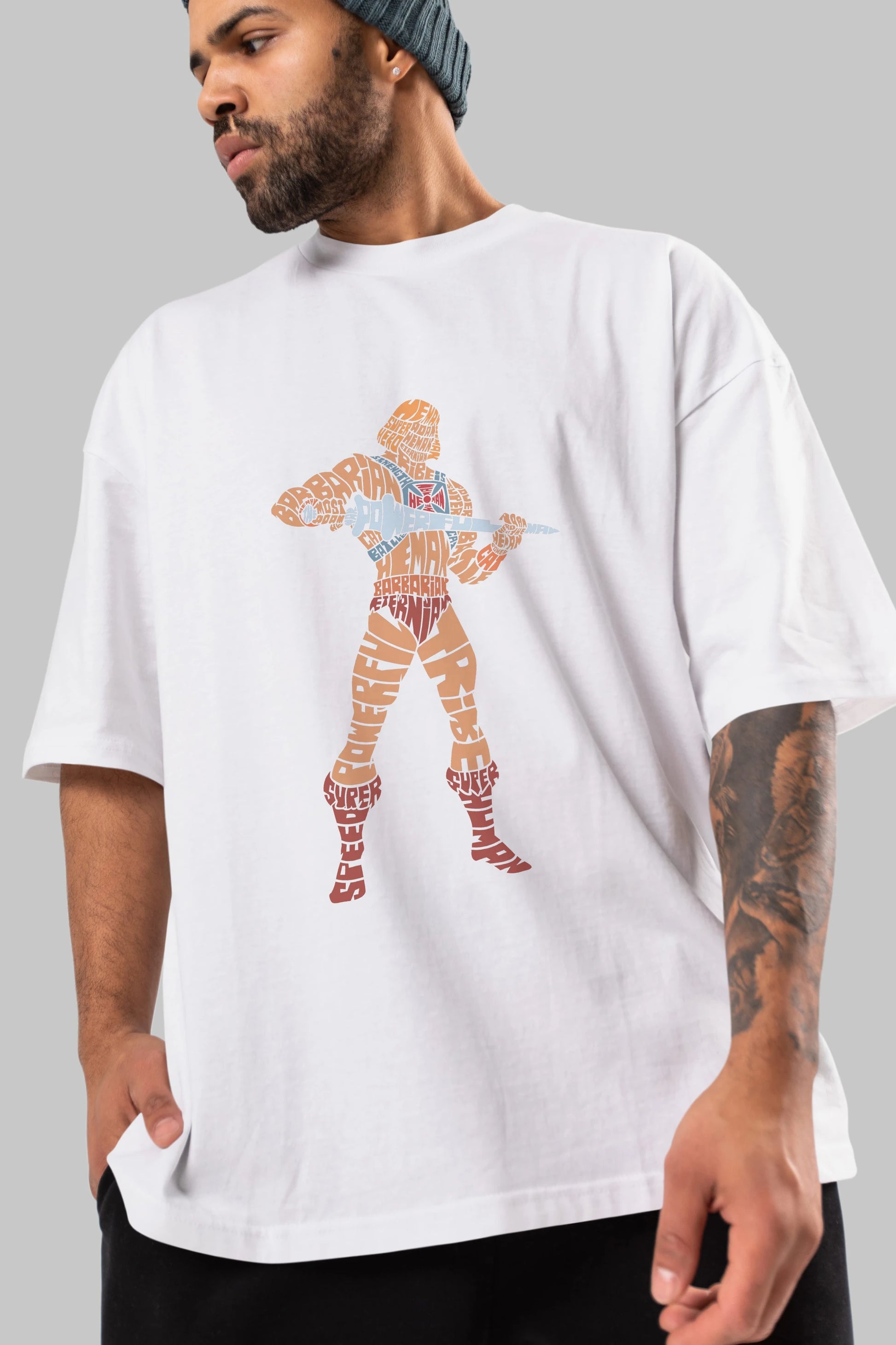 Heman Ön Baskılı Oversize t-shirt %100 pamuk Erkek Kadın Unisex