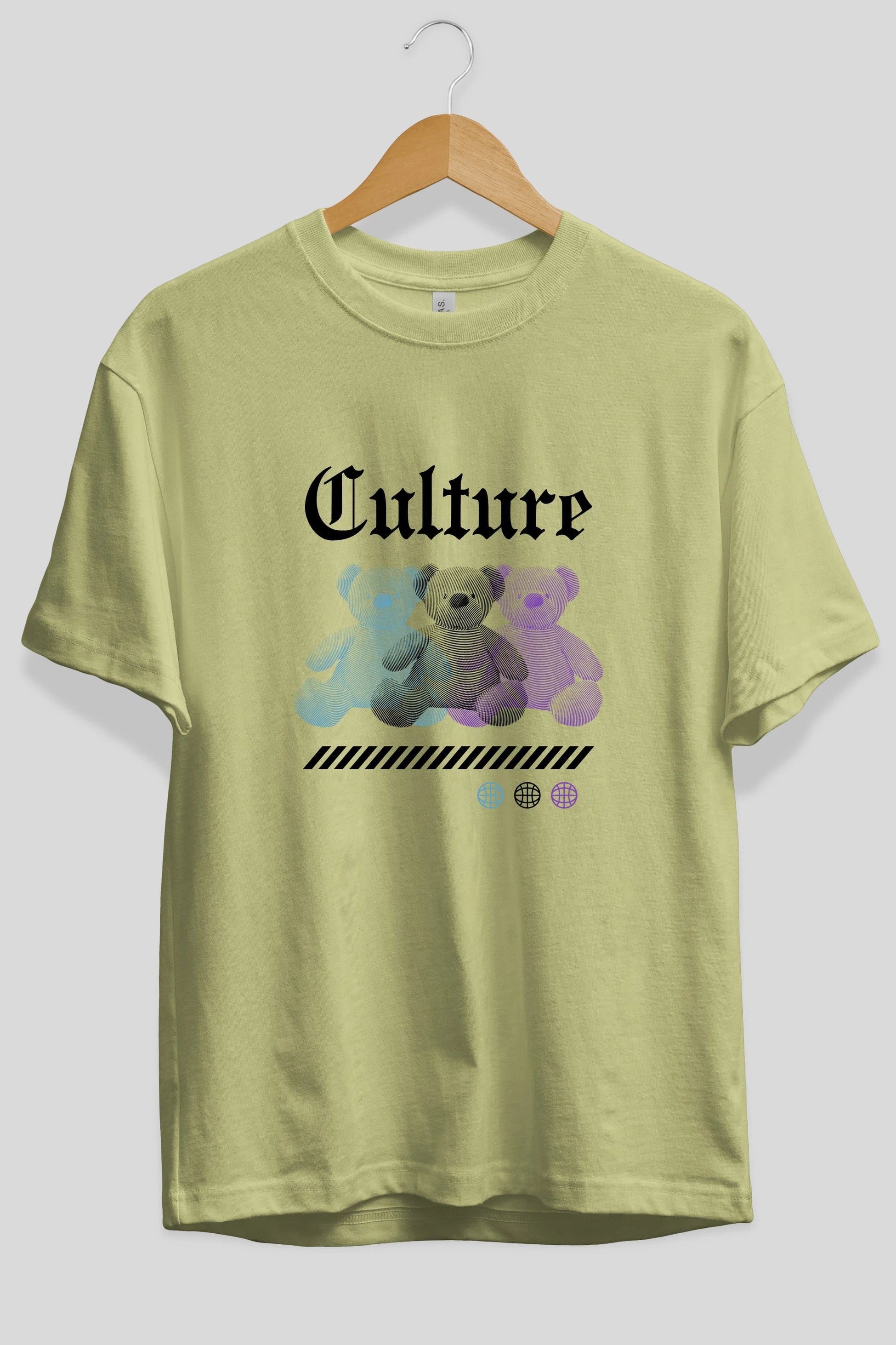 Culture Bear Ön Baskılı Oversize t-shirt Erkek Kadın Unisex