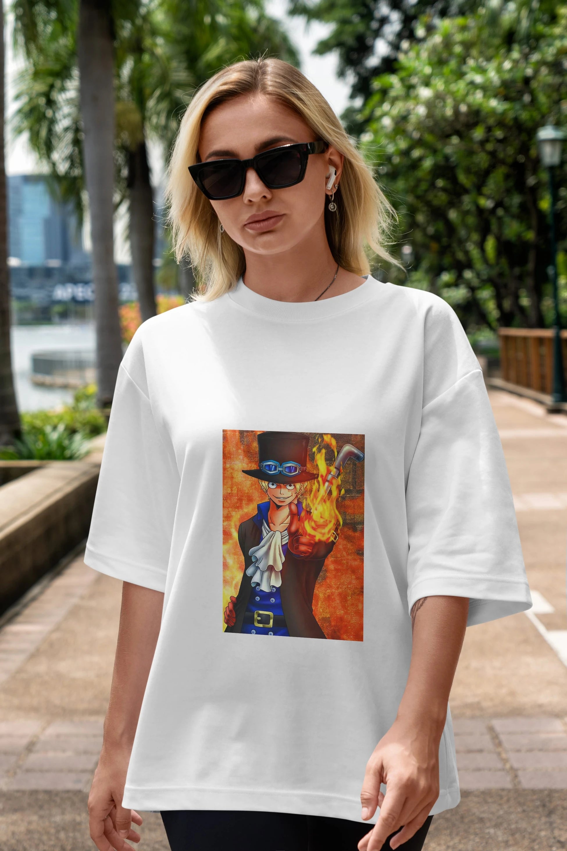 Sabo Anime Ön Baskılı Oversize t-shirt Erkek Kadın Unisex