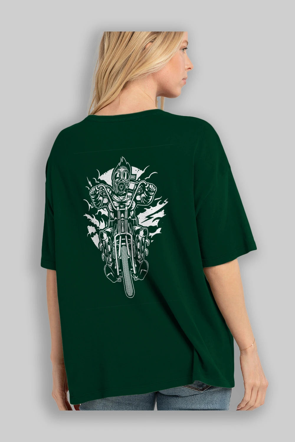 Gasmask Chopper Arka Baskılı Oversize t-shirt Erkek Kadın Unisex %100 Pamuk
