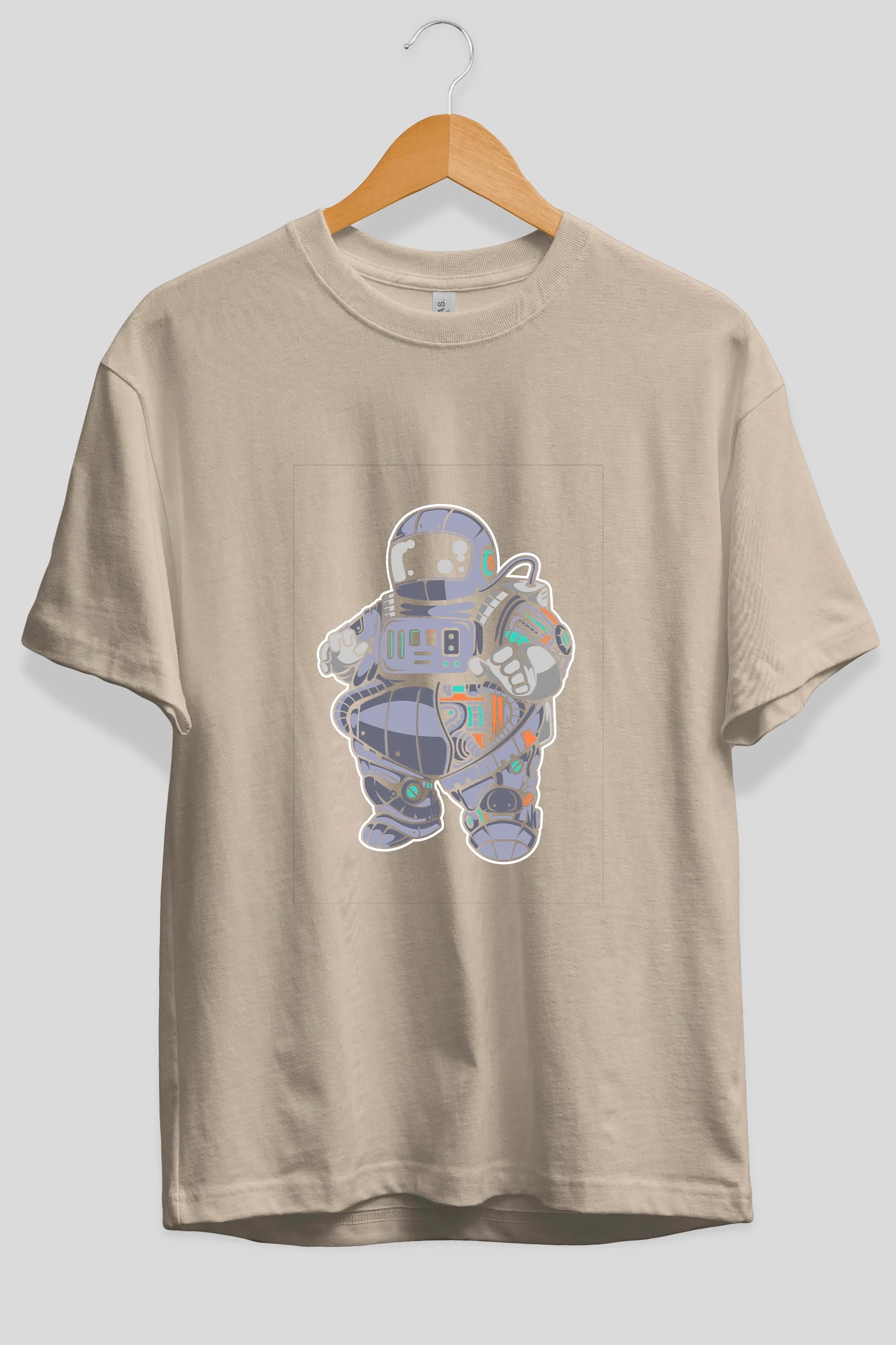 Fat Astronaut Robot Ön Baskılı Oversize t-shirt Erkek Kadın Unisex