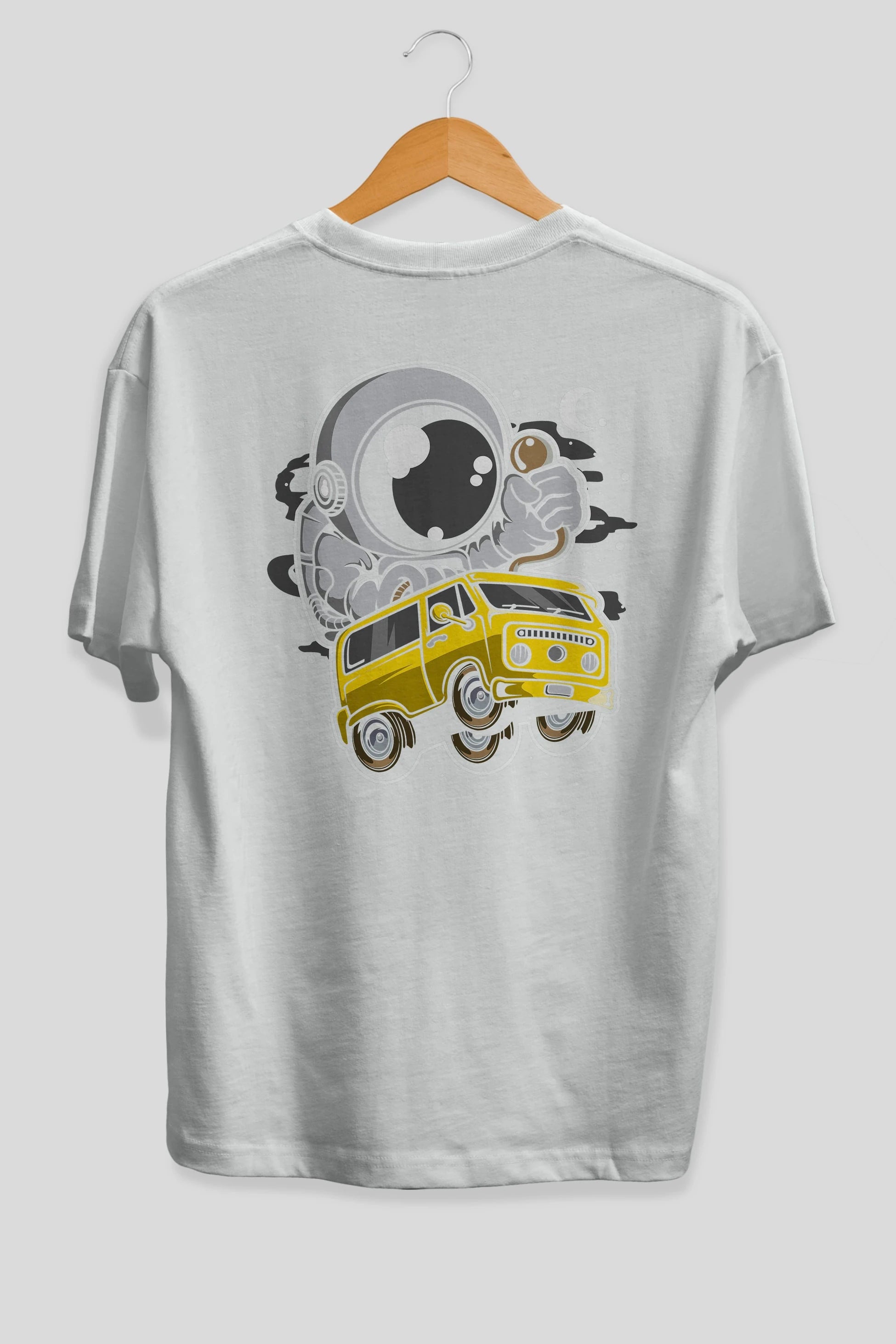 Astronaut Car Racer Arka Baskılı Oversize t-shirt Erkek Kadın Unisex