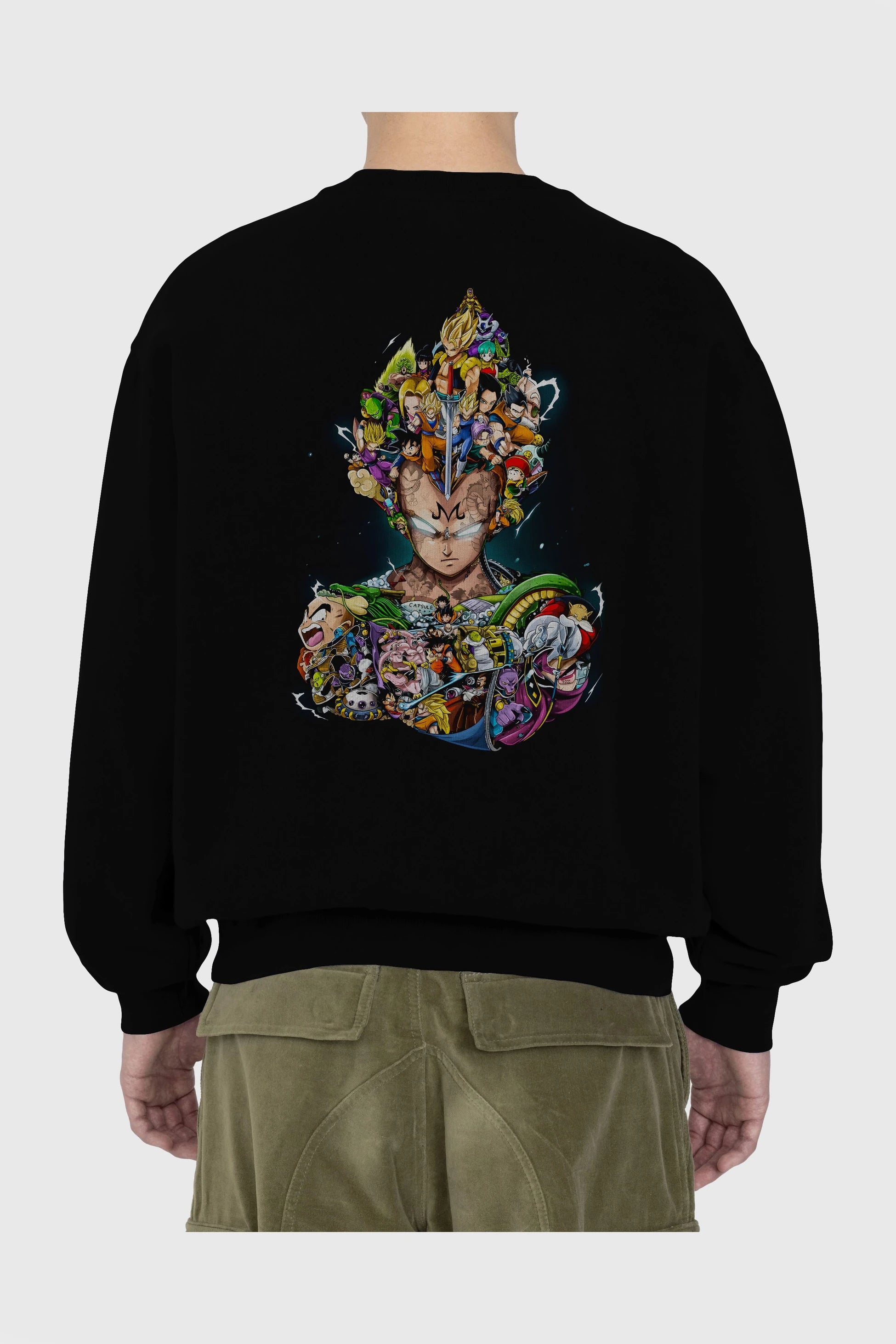 DRAGON BALL ART (3) Anime Arka Baskılı Oversize Sweatshirt Erkek Kadın Unisex